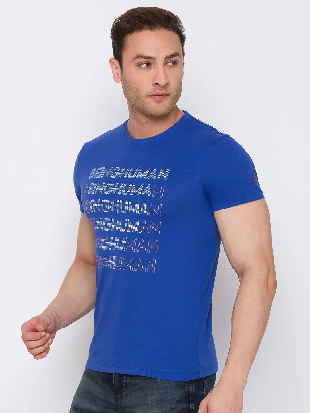 Blue Regular Fit Men's Short Sleeves T-Shirt by Being Human Clothing - Image 4
