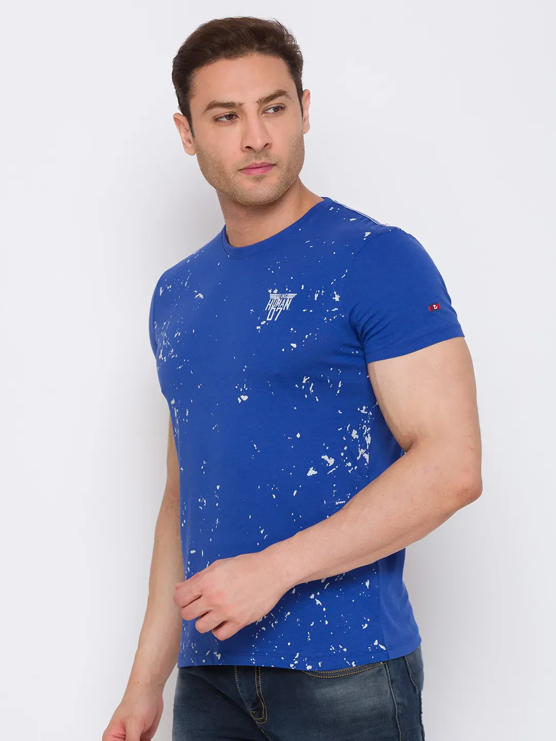 Blue Regular Fit Men's Short Sleeves T-Shirt by Being Human Clothing - Image 4
