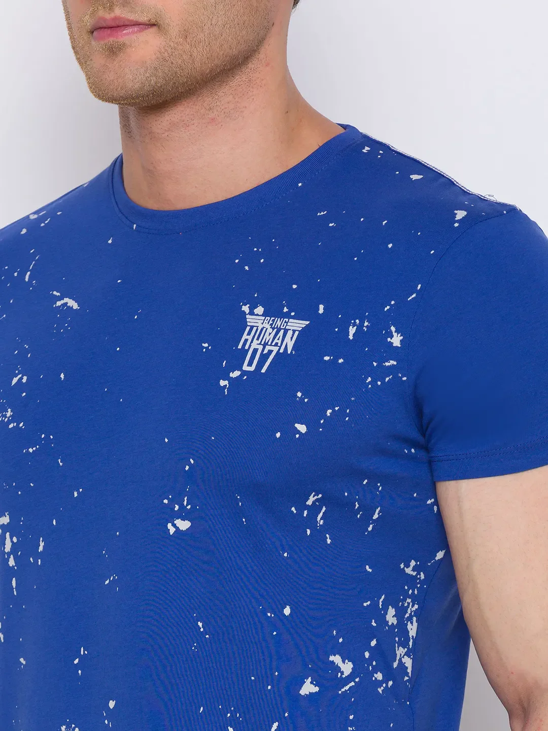Blue Regular Fit Men's Short Sleeves T-Shirt by Being Human Clothing - Image 5