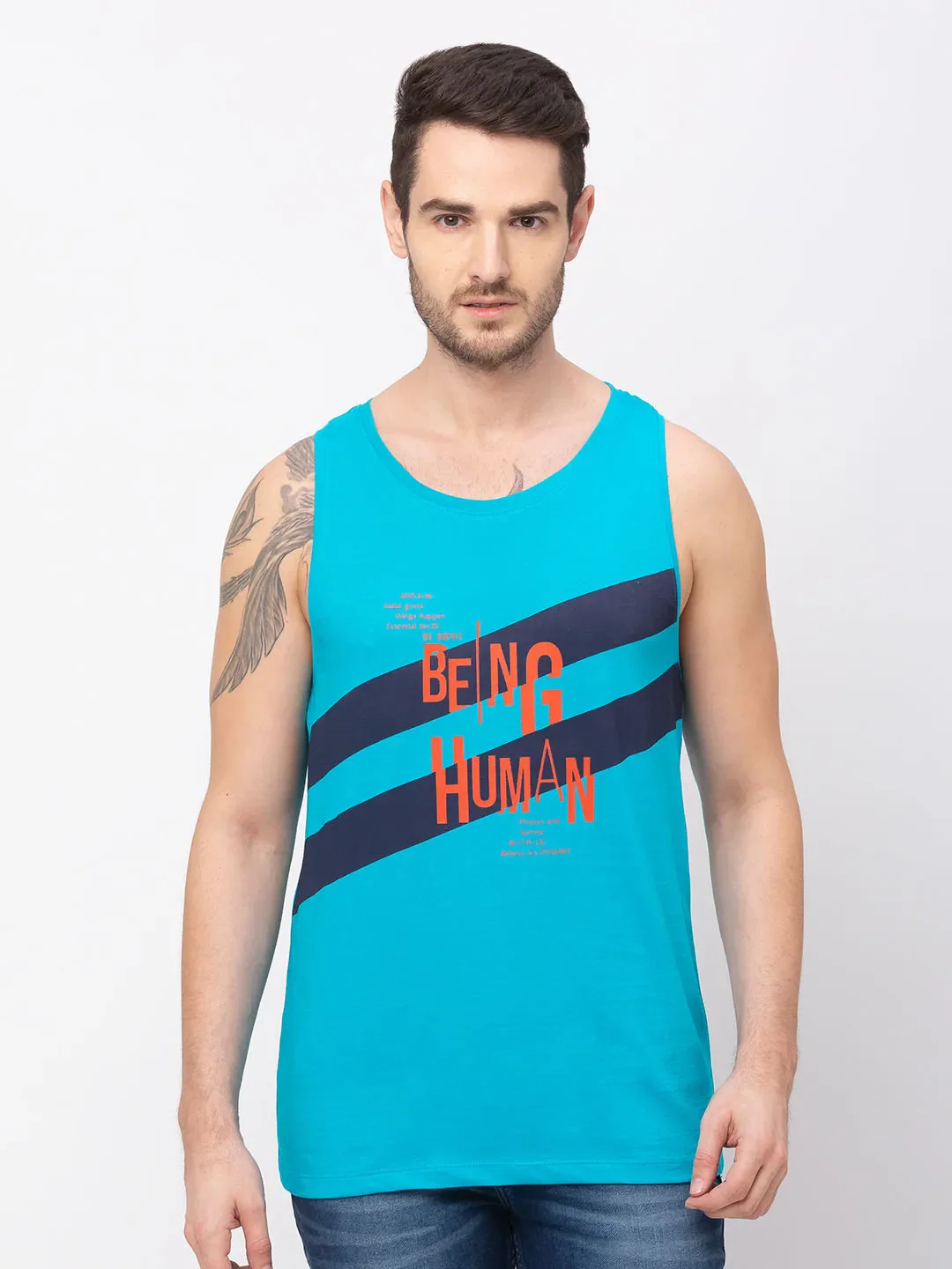 Blue Regular Fit Men's Short Sleeves T-Shirt by Being Human Clothing