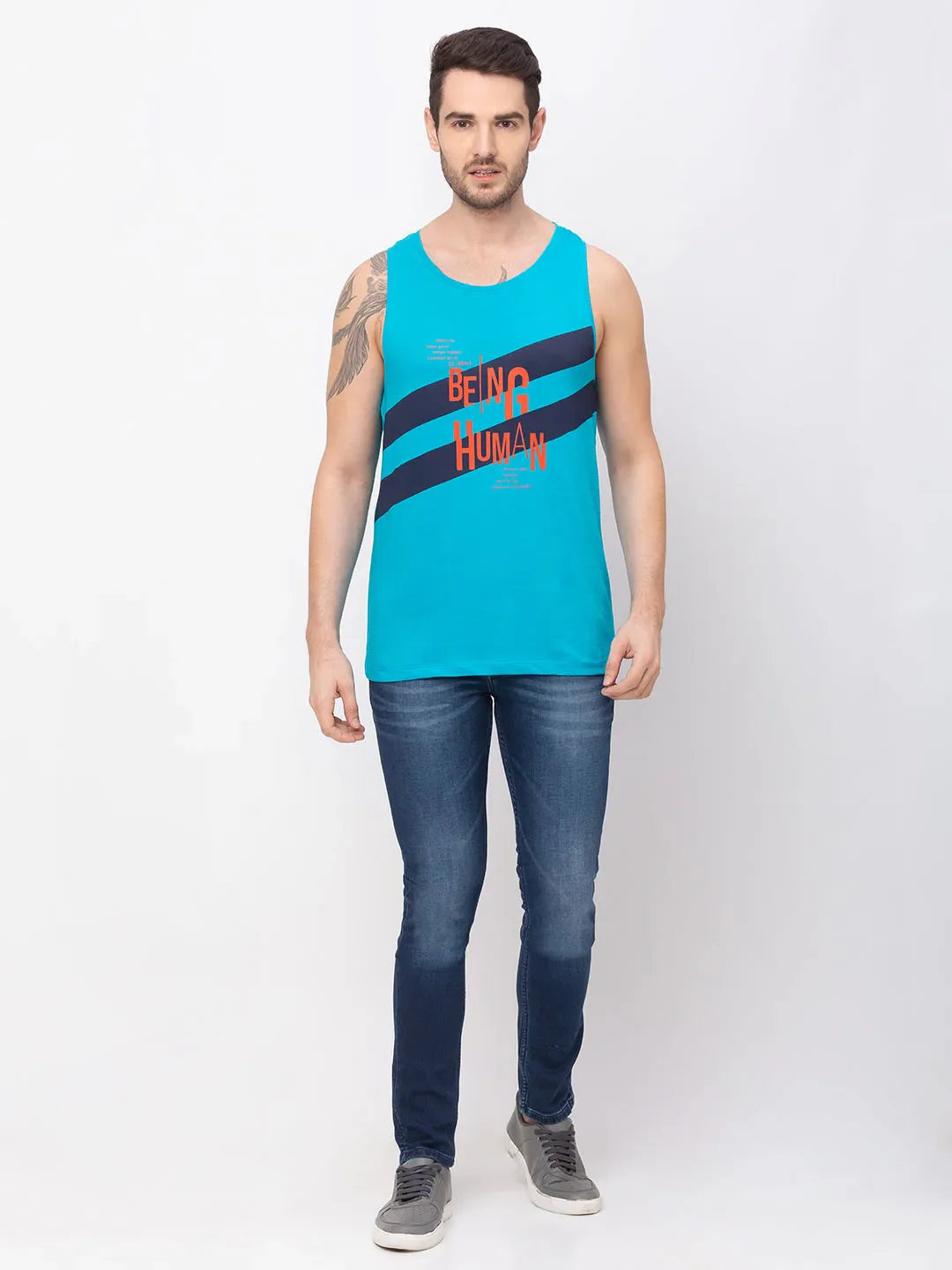 Blue Regular Fit Men's Short Sleeves T-Shirt by Being Human Clothing - Image 6