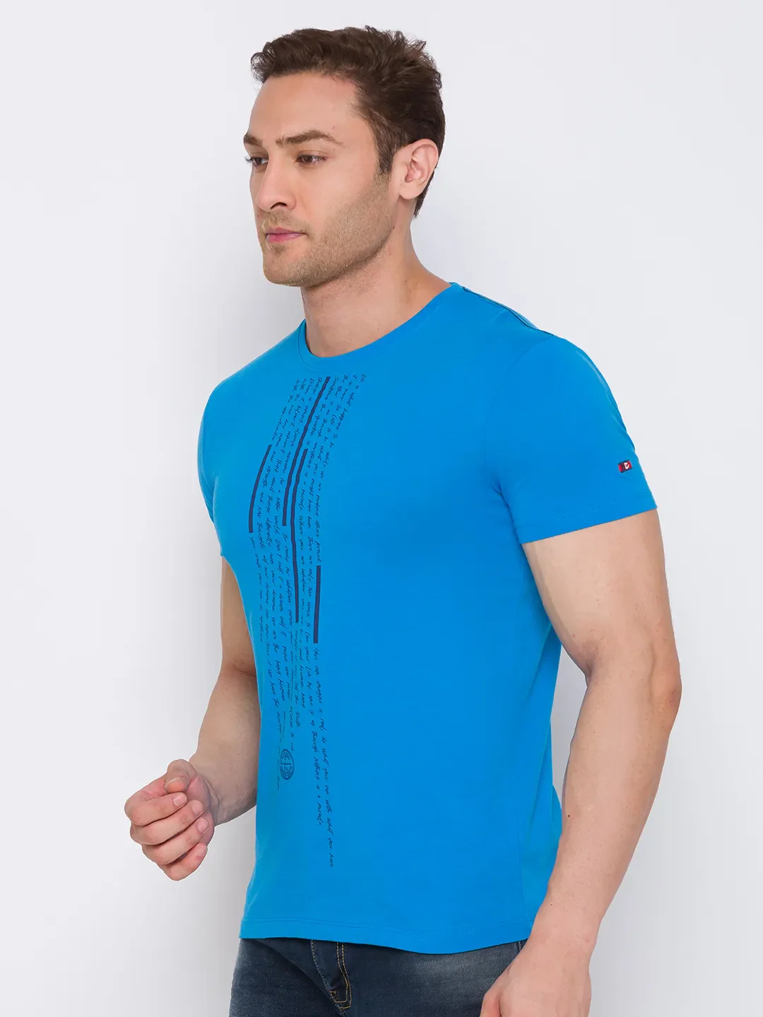 Turquoise Regular Fit Round Neck Men's T-Shirt by Being Human Clothing - Image 5