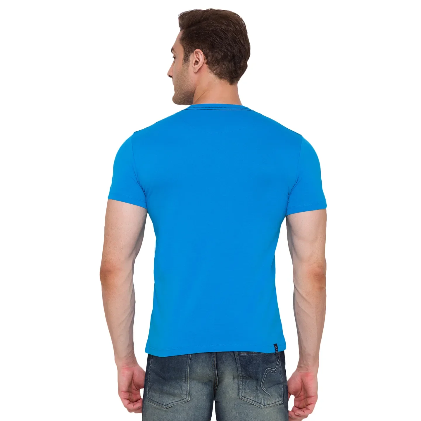 Blue Regular Fit Men's Short Sleeves T-Shirt by Being Human Clothing - Image 4