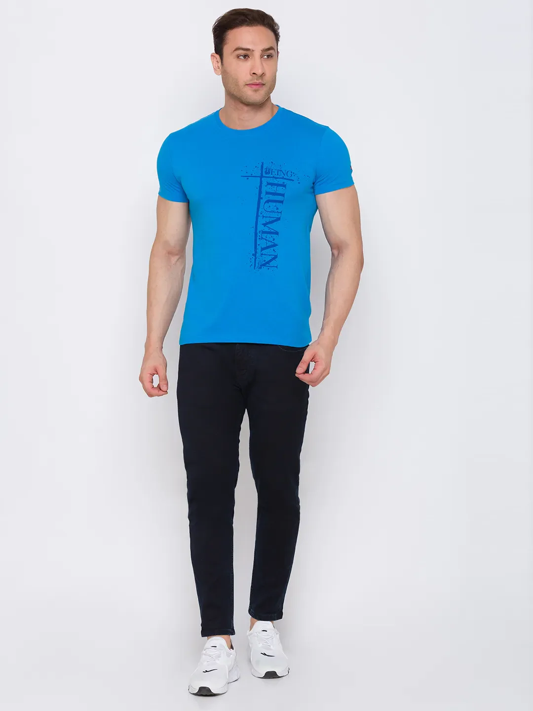Blue Regular Fit Men's Short Sleeves T-Shirt by Being Human Clothing - Image 2