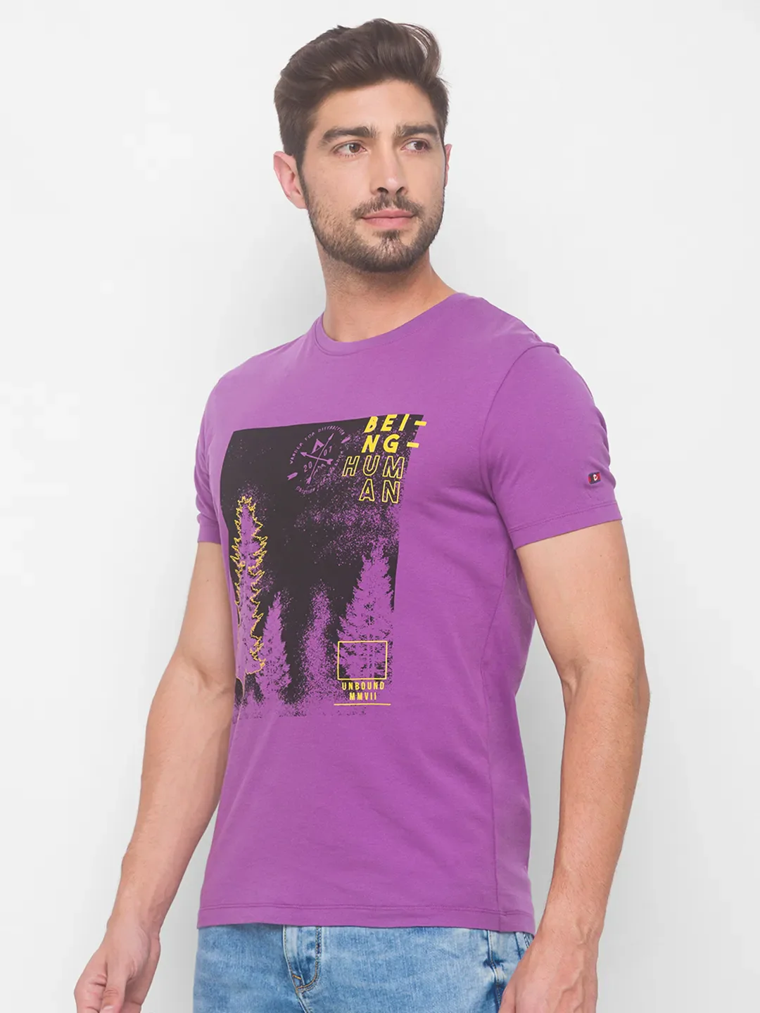 Purple Regular Fit Men's Short Sleeves T-Shirt by Being Human Clothing - Image 4