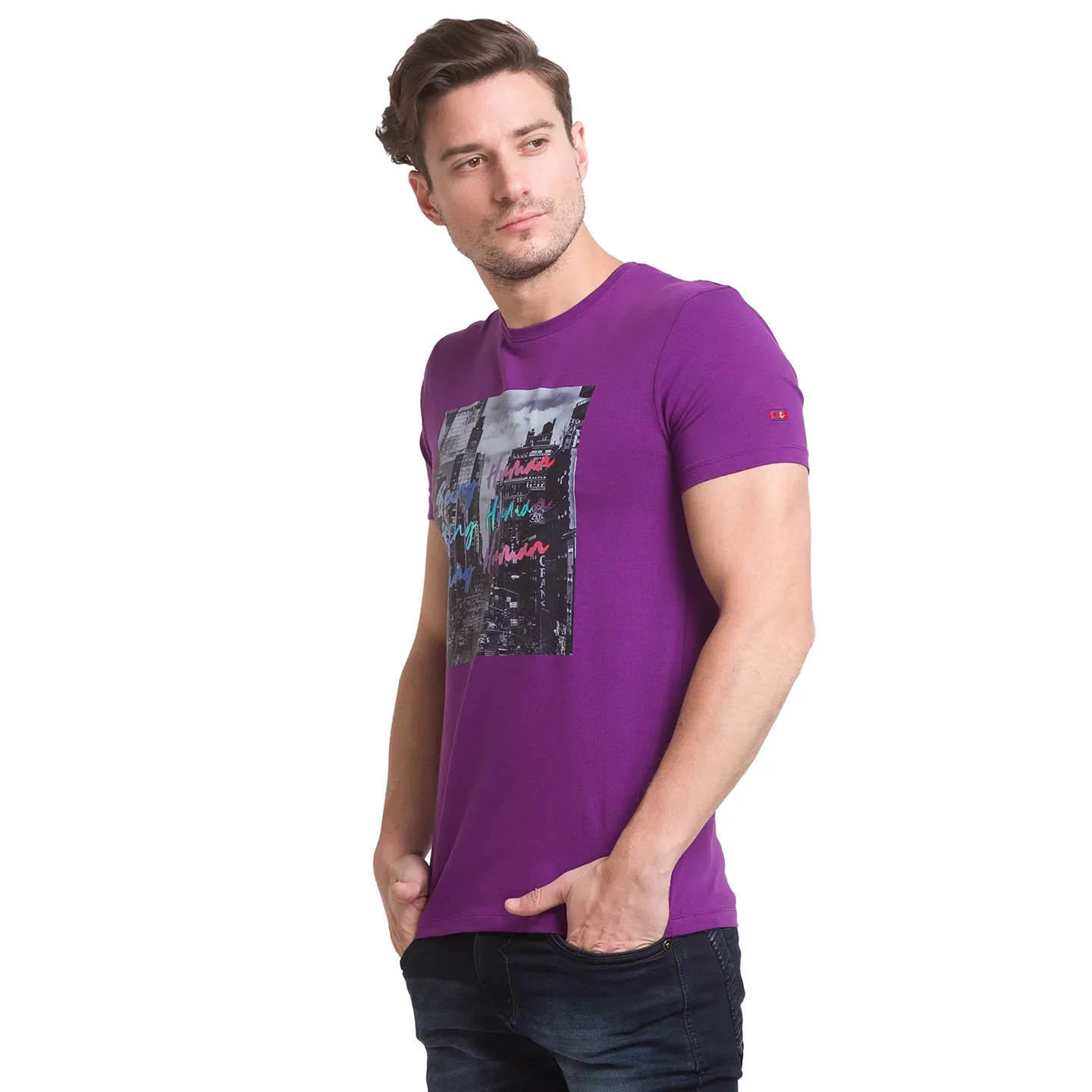 Violet Regular Fit Round Neck Men's T-Shirt by Being Human Clothing - Image 2