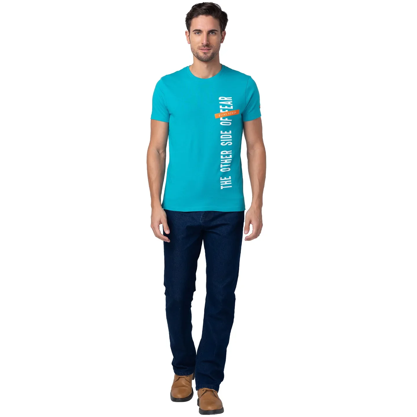 Green Regular Fit Men's Short Sleeves T-Shirt by Being Human Clothing - Image 2