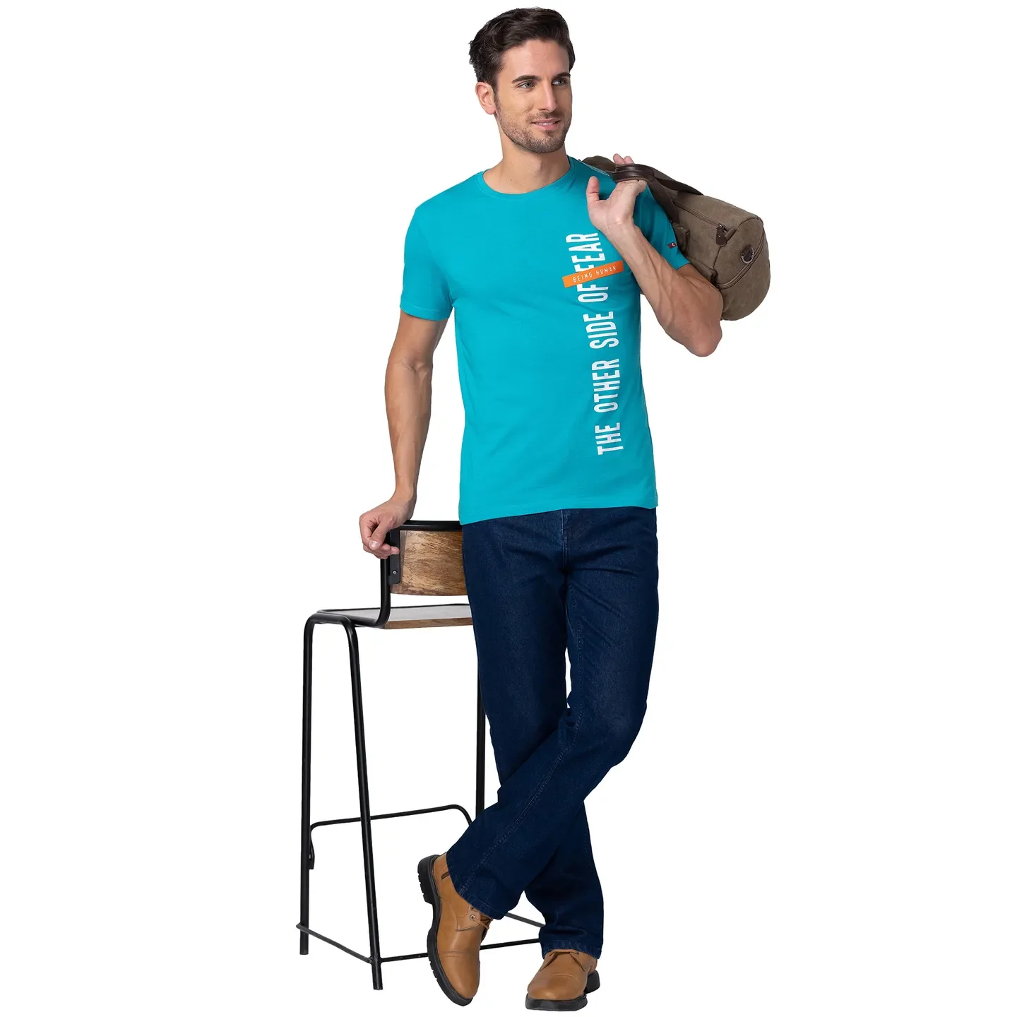 Green Regular Fit Men's Short Sleeves T-Shirt by Being Human Clothing - Image 6