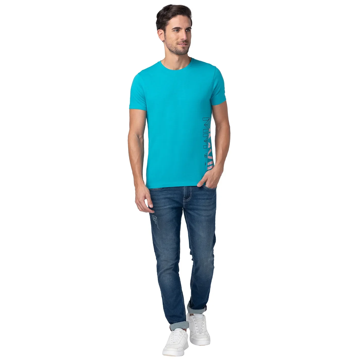 Viridian Green Regular Fit Round Neck Men's T-Shirt by Being Human Clothing - Image 2