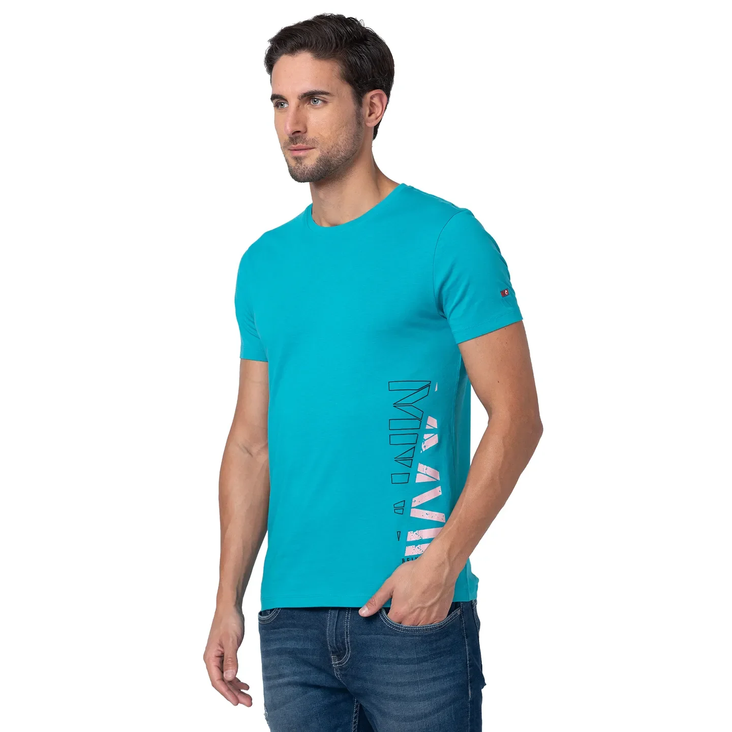 Viridian Green Regular Fit Round Neck Men's T-Shirt by Being Human Clothing - Image 4