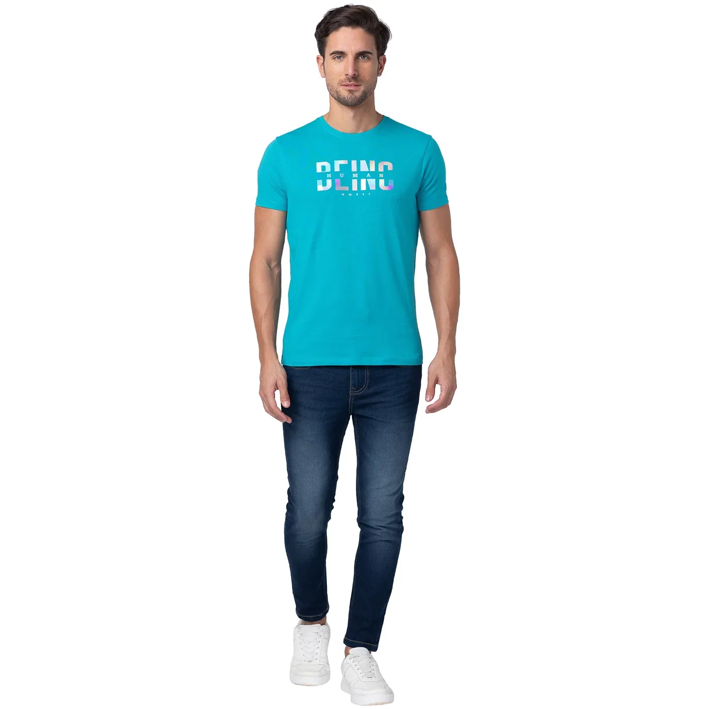 Green Regular Fit Men's Short Sleeves T-Shirt by Being Human Clothing - Image 2