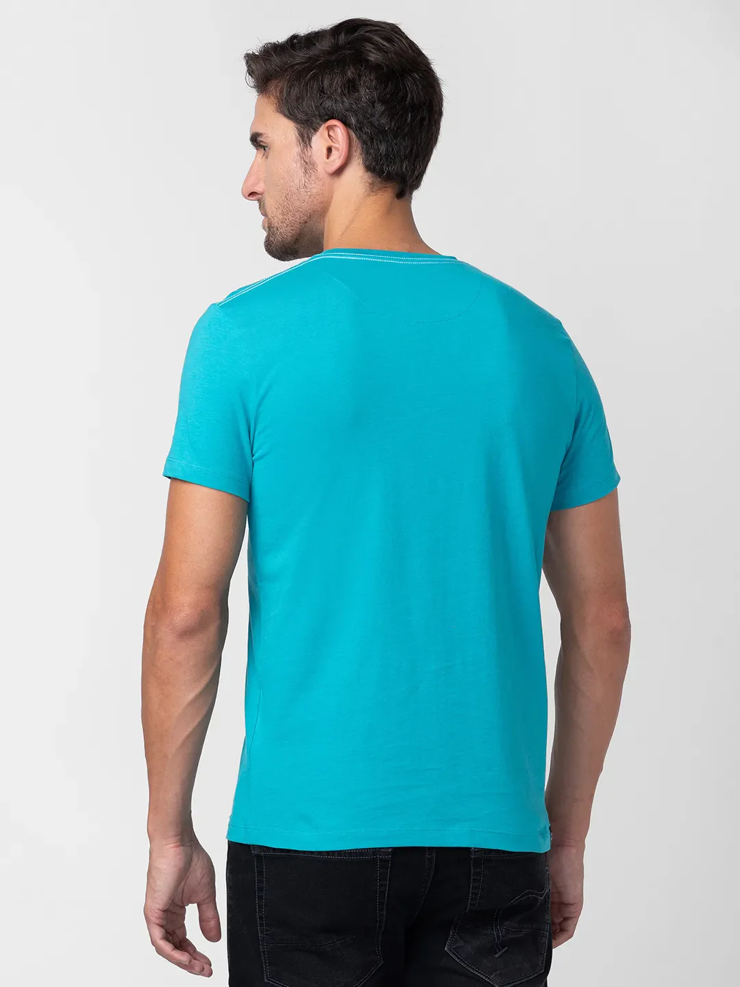 Viridian Green Regular Fit Round Neck Men's T-Shirt by Being Human Clothing - Image 3