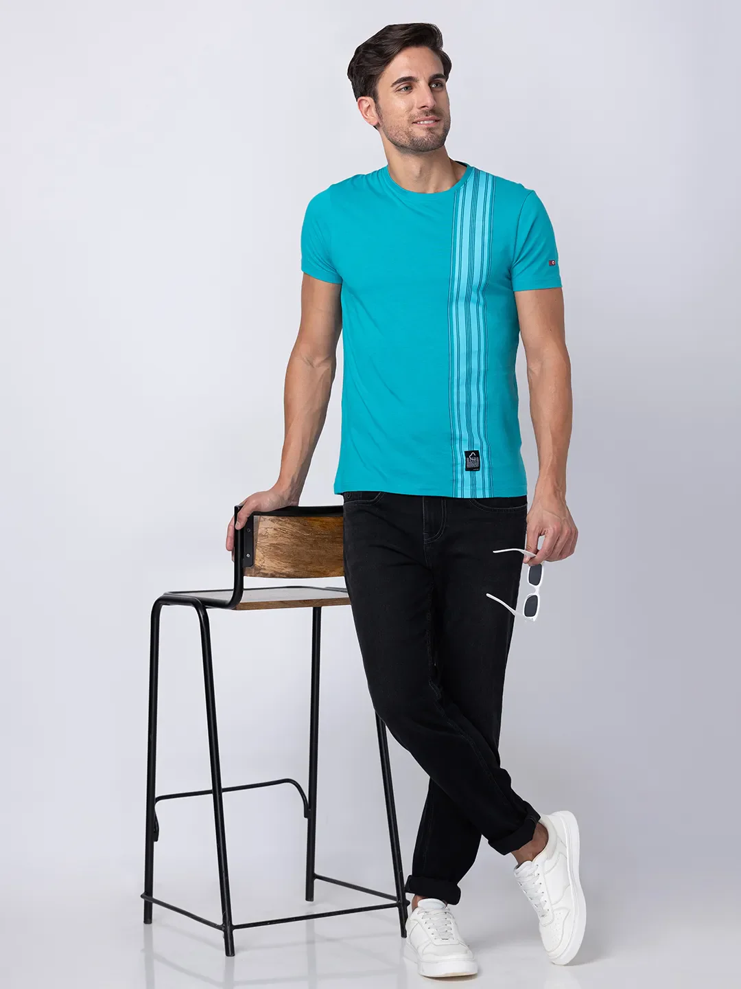 Viridian Green Regular Fit Round Neck Men's T-Shirt by Being Human Clothing - Image 6