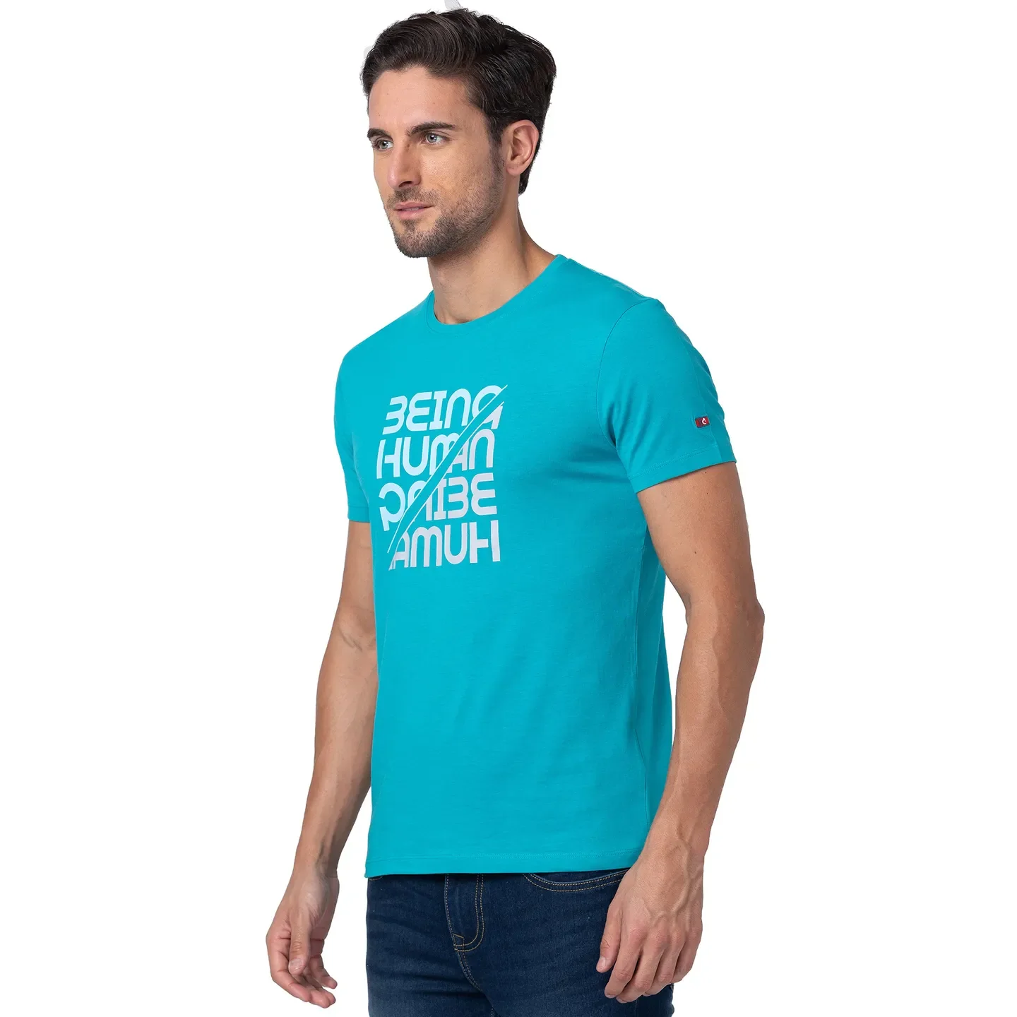 Viridian Green Regular Fit Round Neck Men's T-Shirt by Being Human Clothing - Image 2