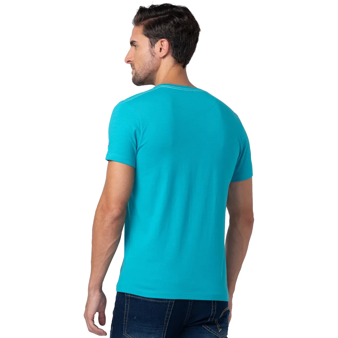 Viridian Green Regular Fit Round Neck Men's T-Shirt by Being Human Clothing - Image 3