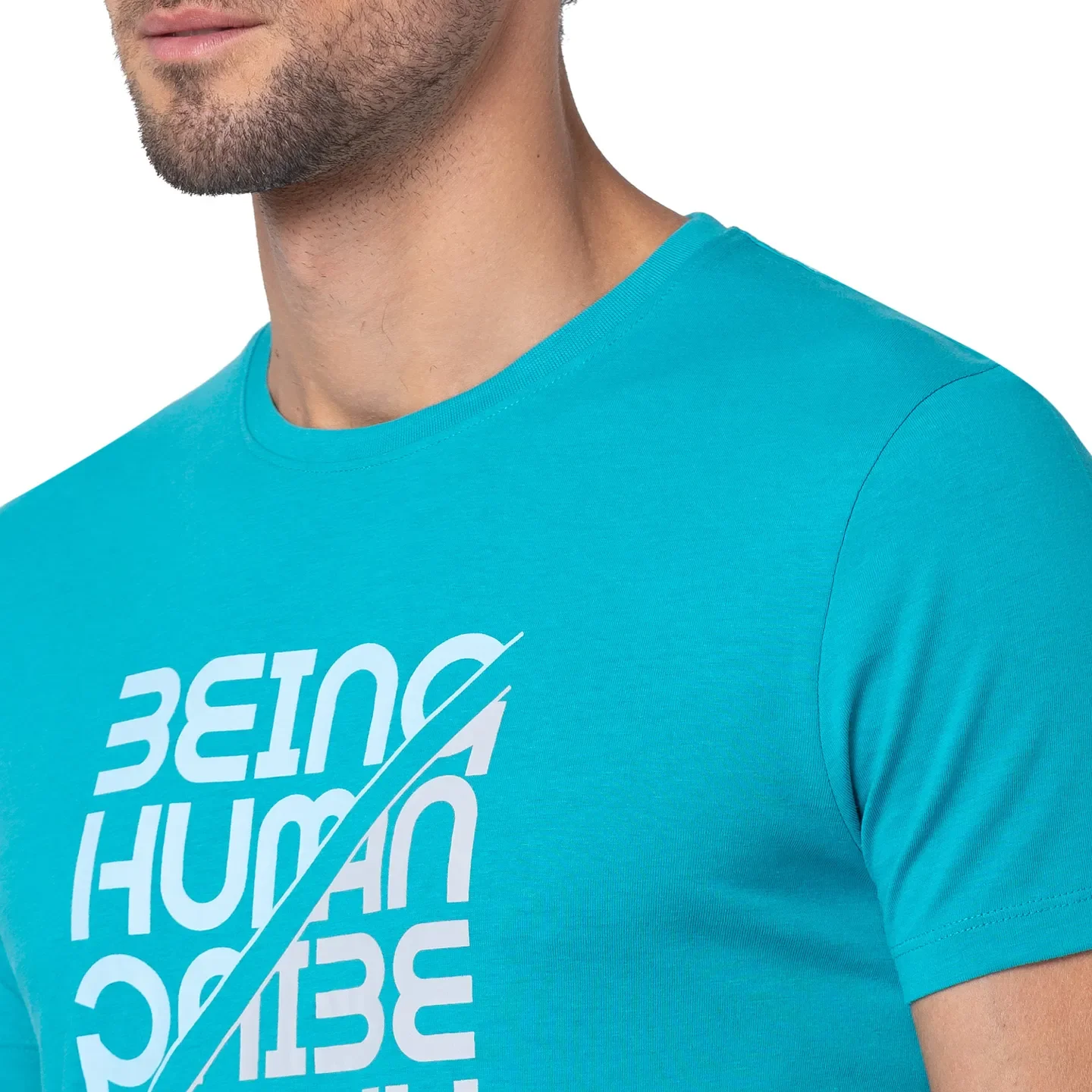 Viridian Green Regular Fit Round Neck Men's T-Shirt by Being Human Clothing - Image 4
