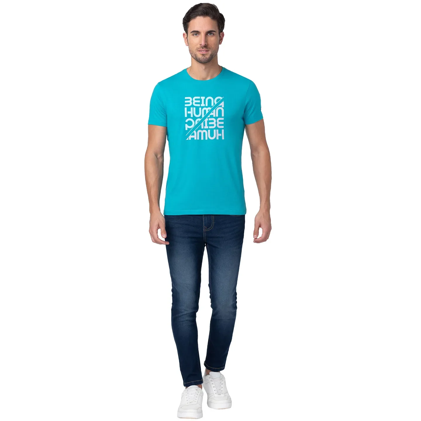 Viridian Green Regular Fit Round Neck Men's T-Shirt by Being Human Clothing - Image 5