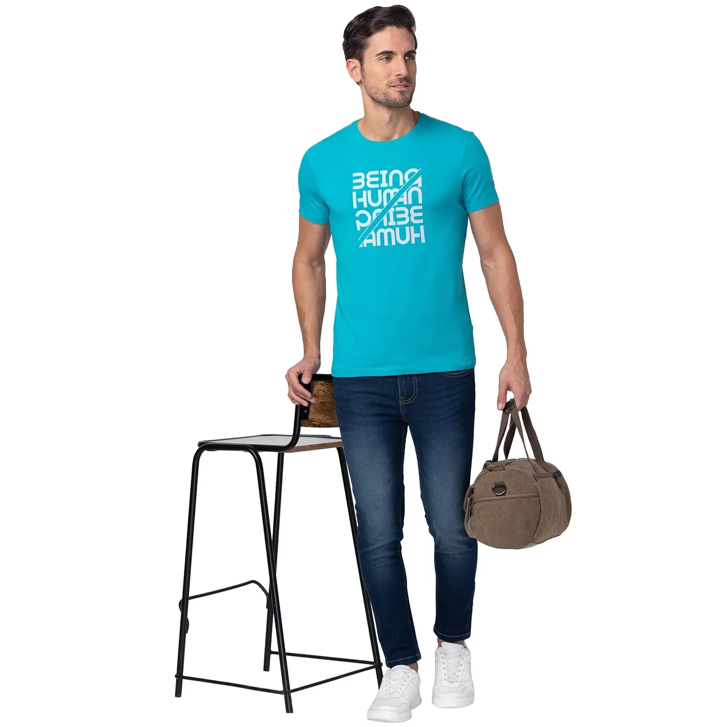 Viridian Green Regular Fit Round Neck Men's T-Shirt by Being Human Clothing - Image 6