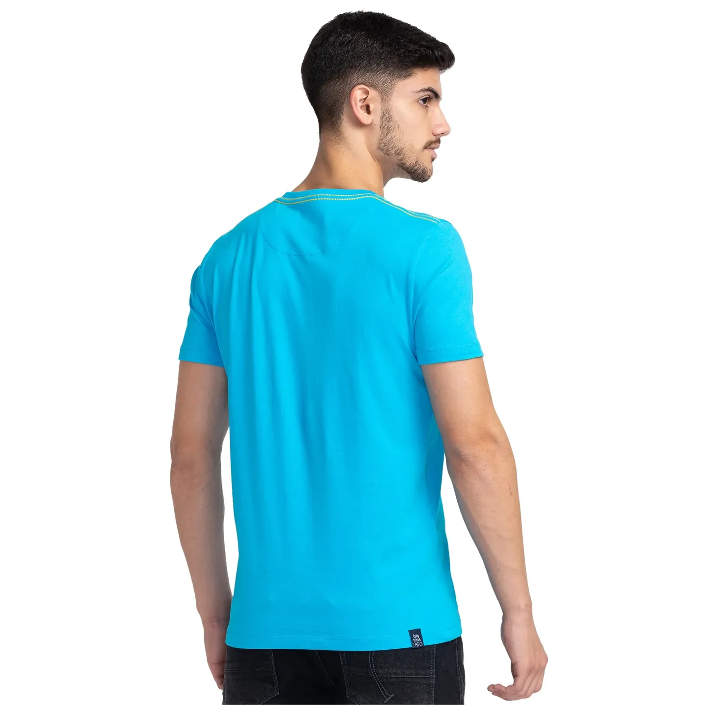 Vivid Blue Regular Fit Round Neck Men's T-Shirt by Being Human Clothing - Image 3