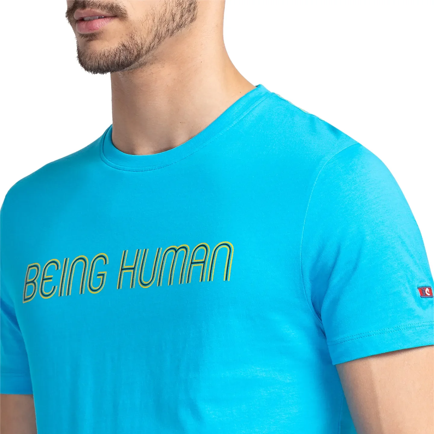 Vivid Blue Regular Fit Round Neck Men's T-Shirt by Being Human Clothing - Image 5
