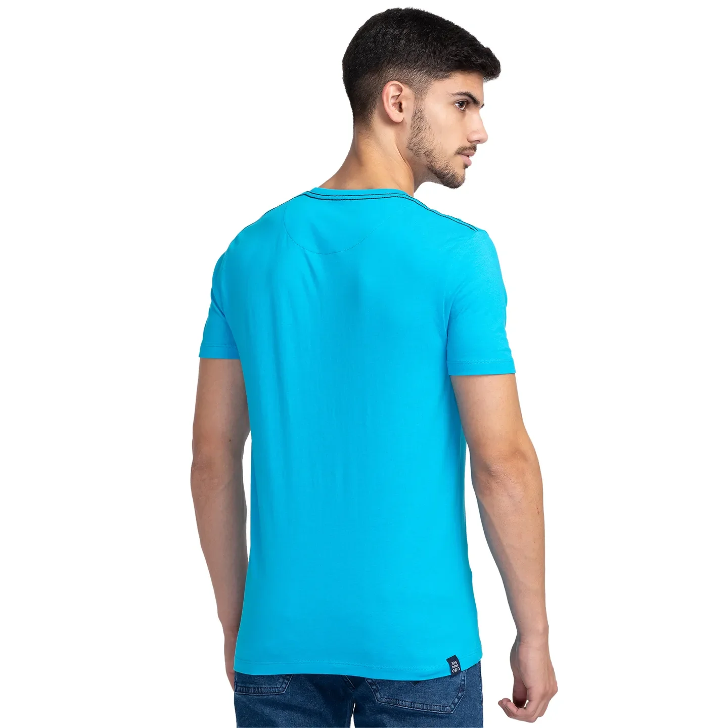 Blue Regular Fit Men's Short Sleeves T-Shirt by Being Human Clothing - Image 3