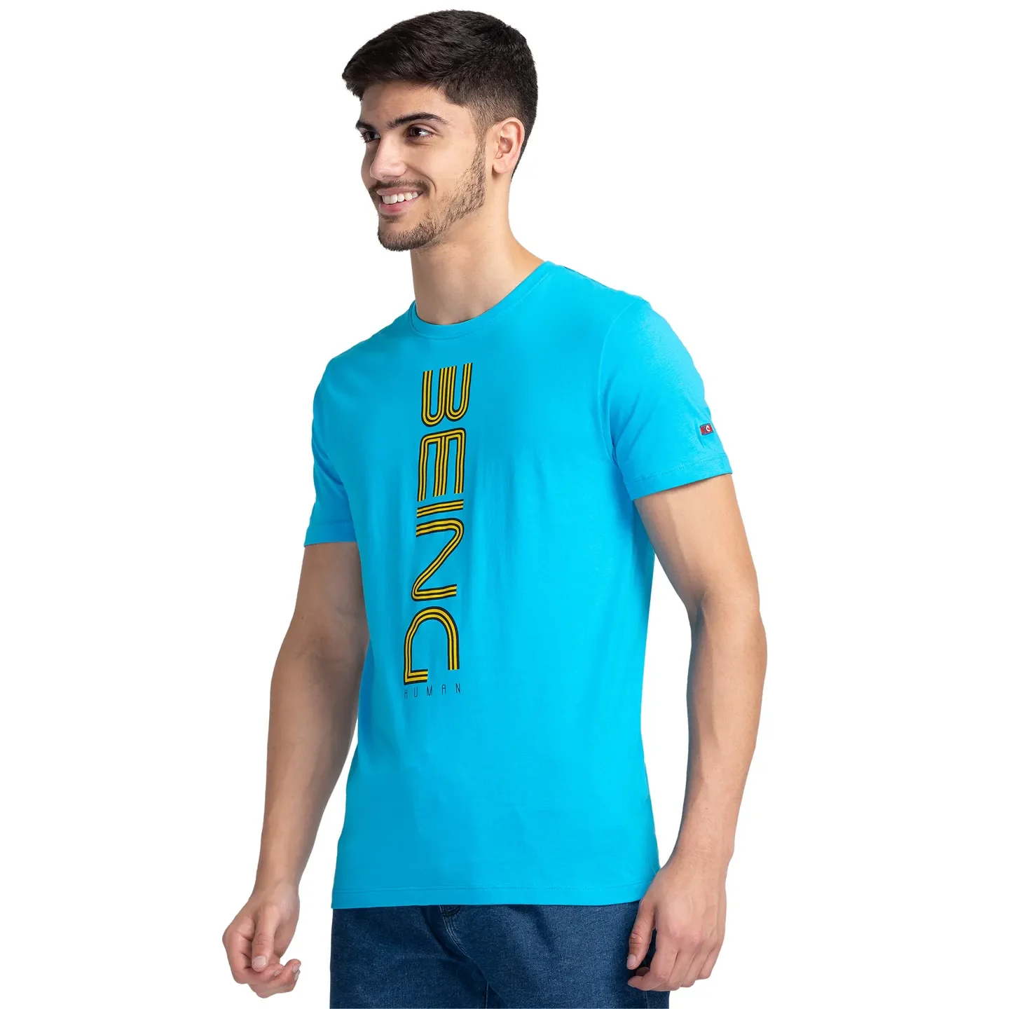 Blue Regular Fit Men's Short Sleeves T-Shirt by Being Human Clothing - Image 4