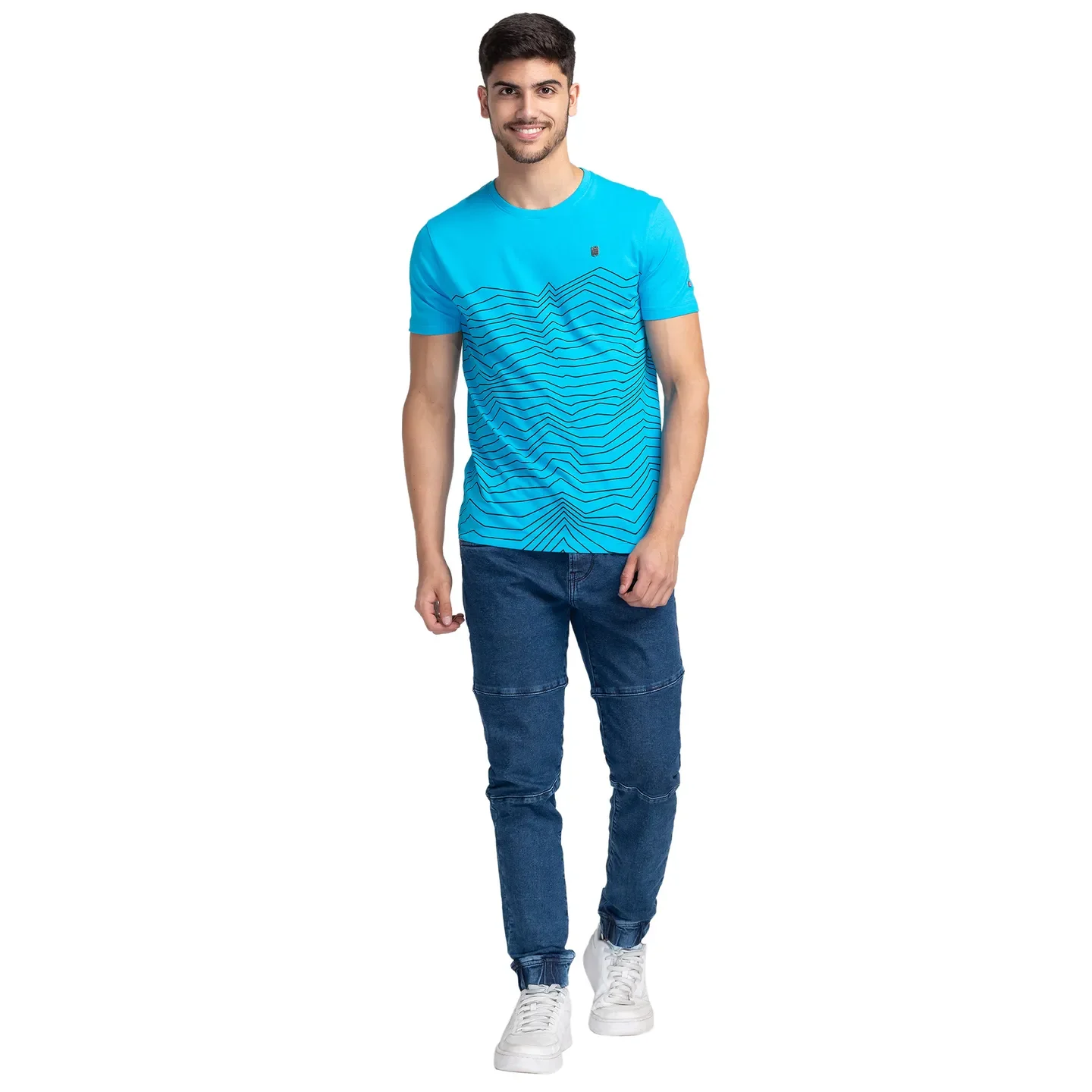 Vivid Blue Regular Fit Round Neck Men's T-Shirt by Being Human Clothing - Image 2