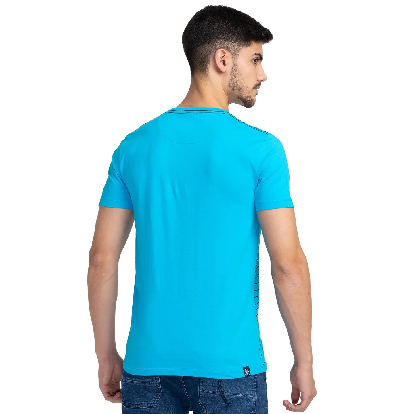 Vivid Blue Regular Fit Round Neck Men's T-Shirt by Being Human Clothing - Image 3