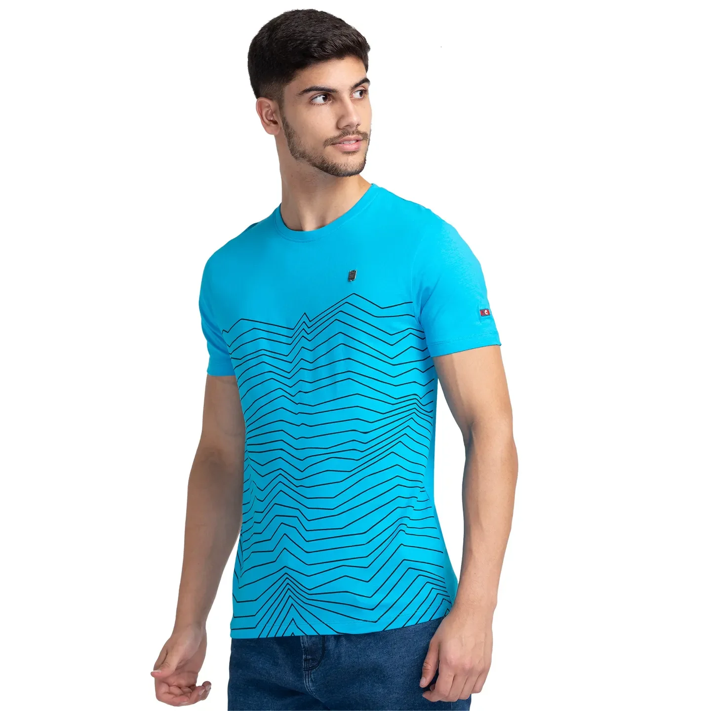 Vivid Blue Regular Fit Round Neck Men's T-Shirt by Being Human Clothing - Image 4