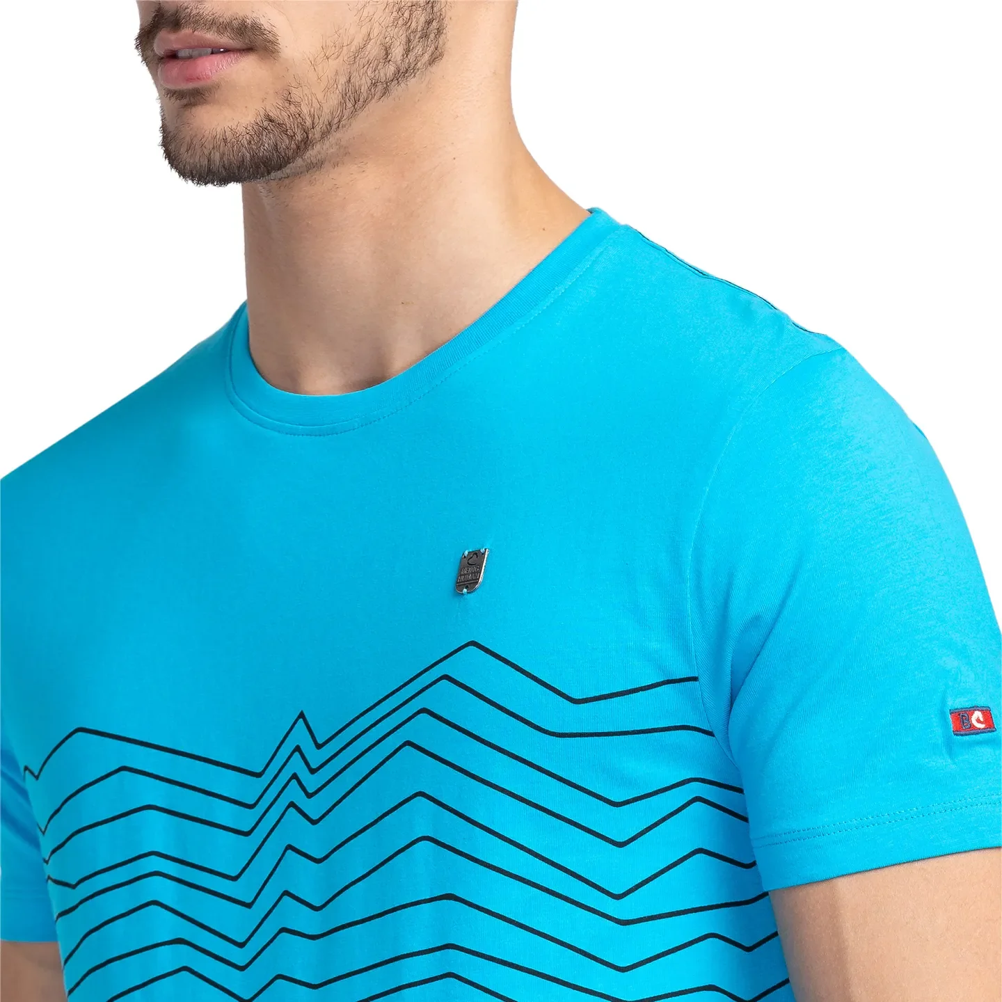 Vivid Blue Regular Fit Round Neck Men's T-Shirt by Being Human Clothing - Image 5