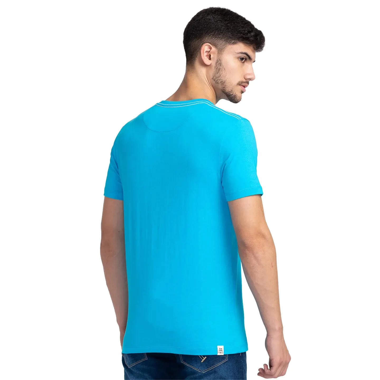 Vivid Blue Regular Fit Round Neck Men's T-Shirt by Being Human Clothing - Image 3
