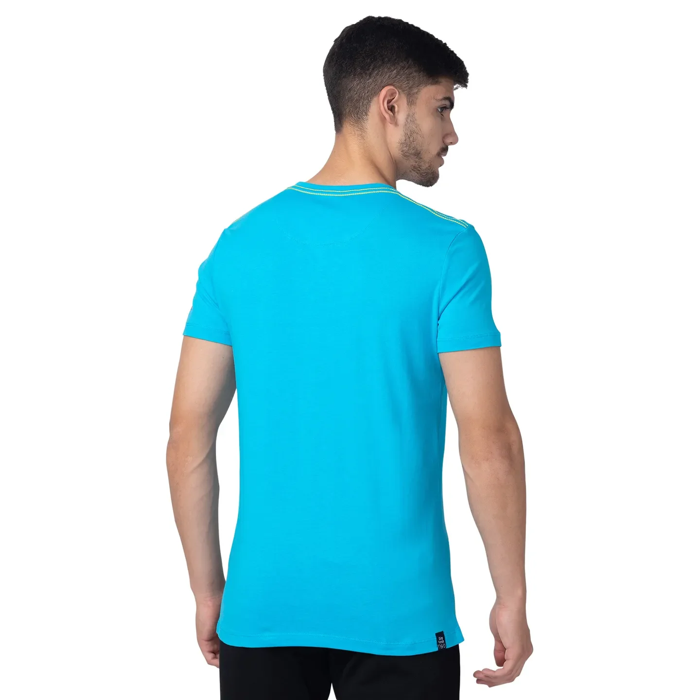 Blue Regular Fit Men's Short Sleeves T-Shirt by Being Human Clothing - Image 3