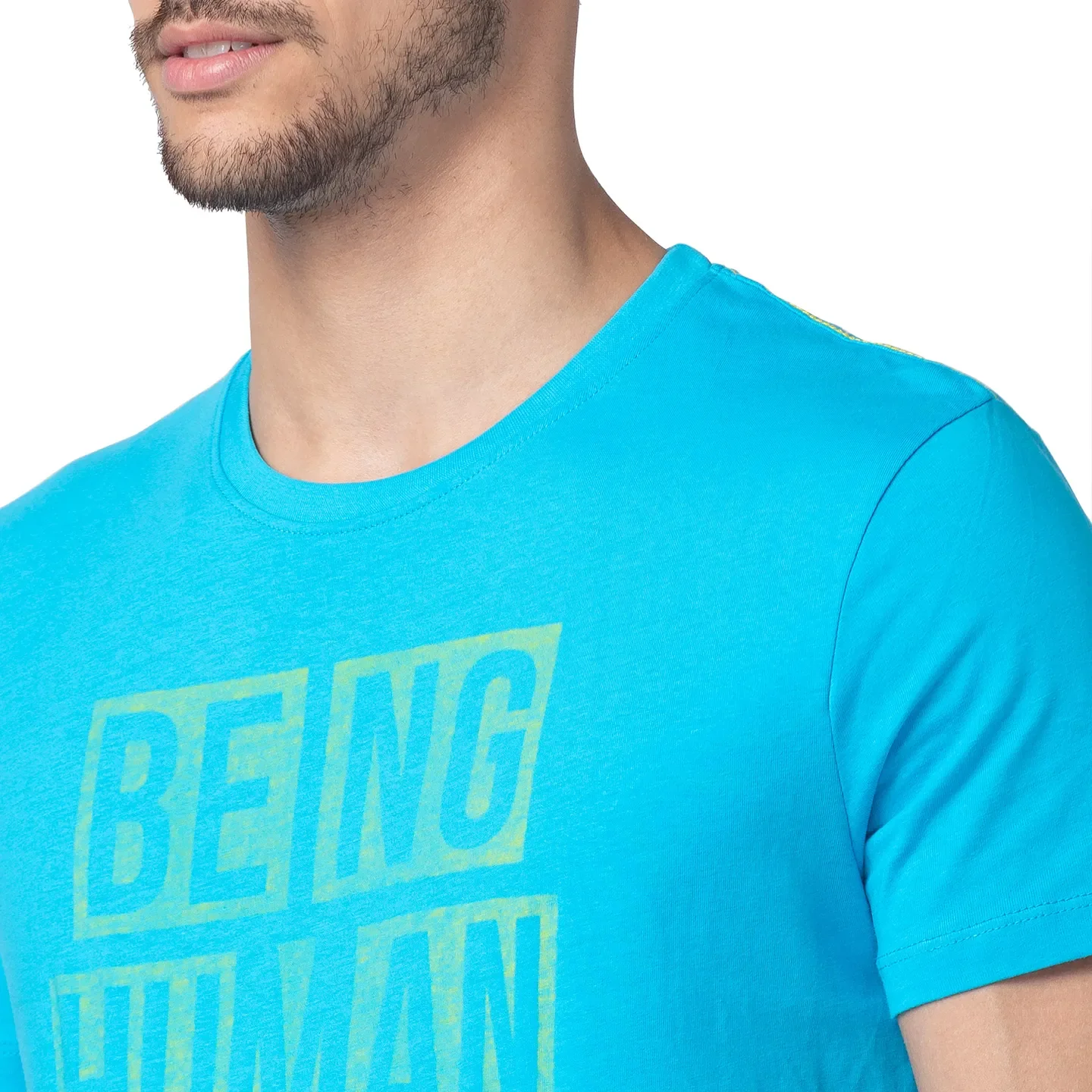 Blue Regular Fit Men's Short Sleeves T-Shirt by Being Human Clothing - Image 4
