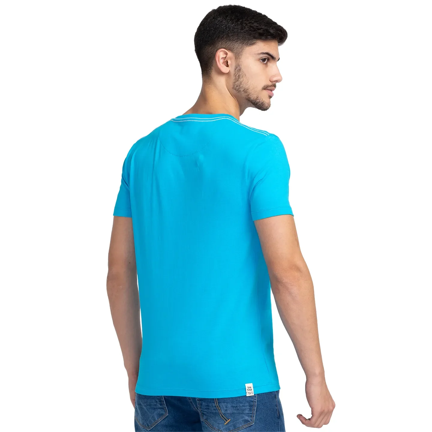 Blue Regular Fit Men's Short Sleeves T-Shirt by Being Human Clothing - Image 3
