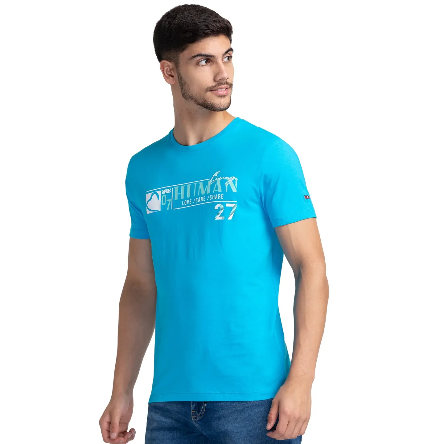 Blue Regular Fit Men's Short Sleeves T-Shirt by Being Human Clothing - Image 4