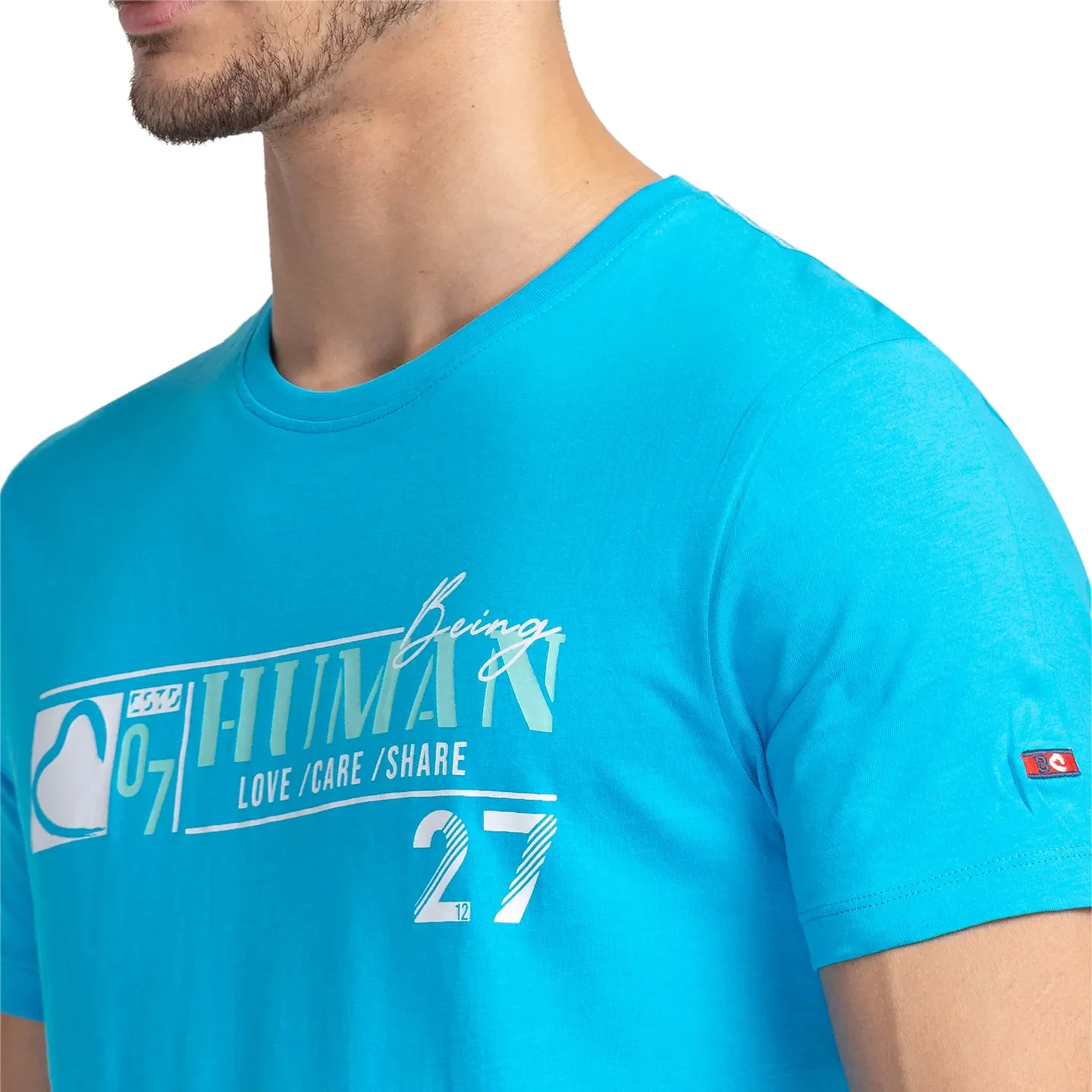 Blue Regular Fit Men's Short Sleeves T-Shirt by Being Human Clothing - Image 5