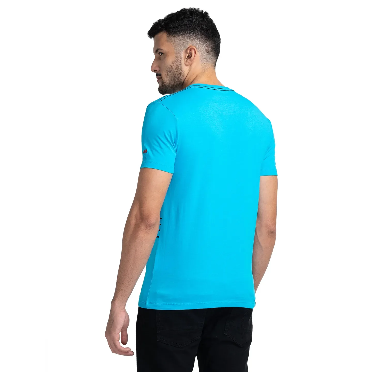 Blue Regular Fit Men's Short Sleeves T-Shirt by Being Human Clothing - Image 3