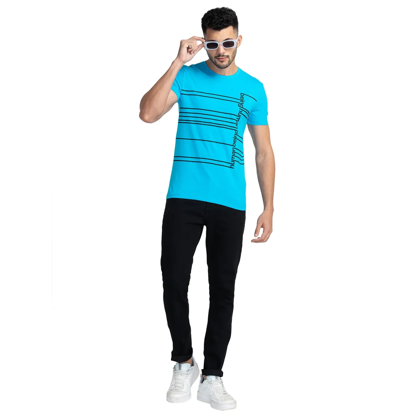 Blue Regular Fit Men's Short Sleeves T-Shirt by Being Human Clothing - Image 6