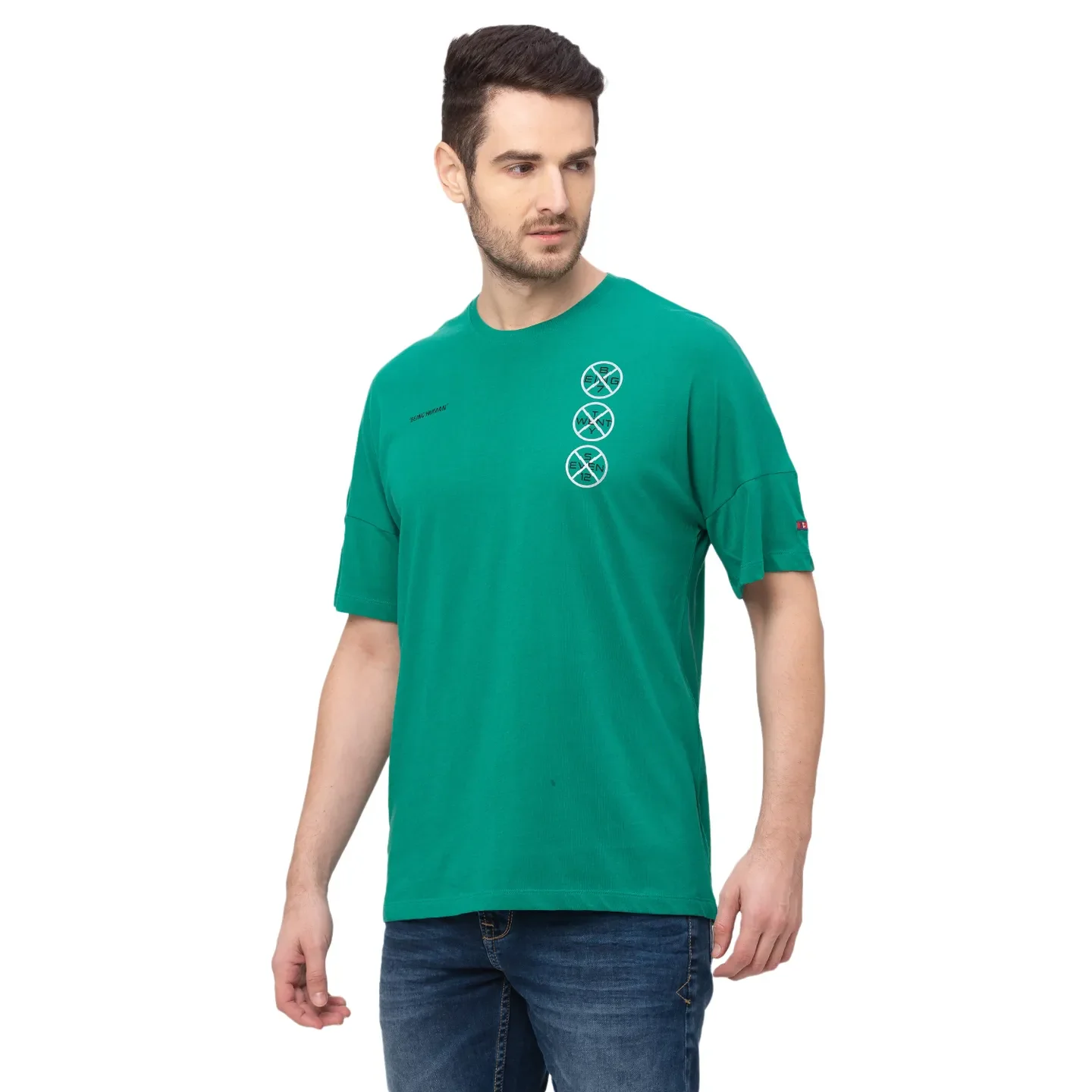 Vivid Green Regular Fit Round Neck Men's T-Shirt by Being Human Clothing - Image 2