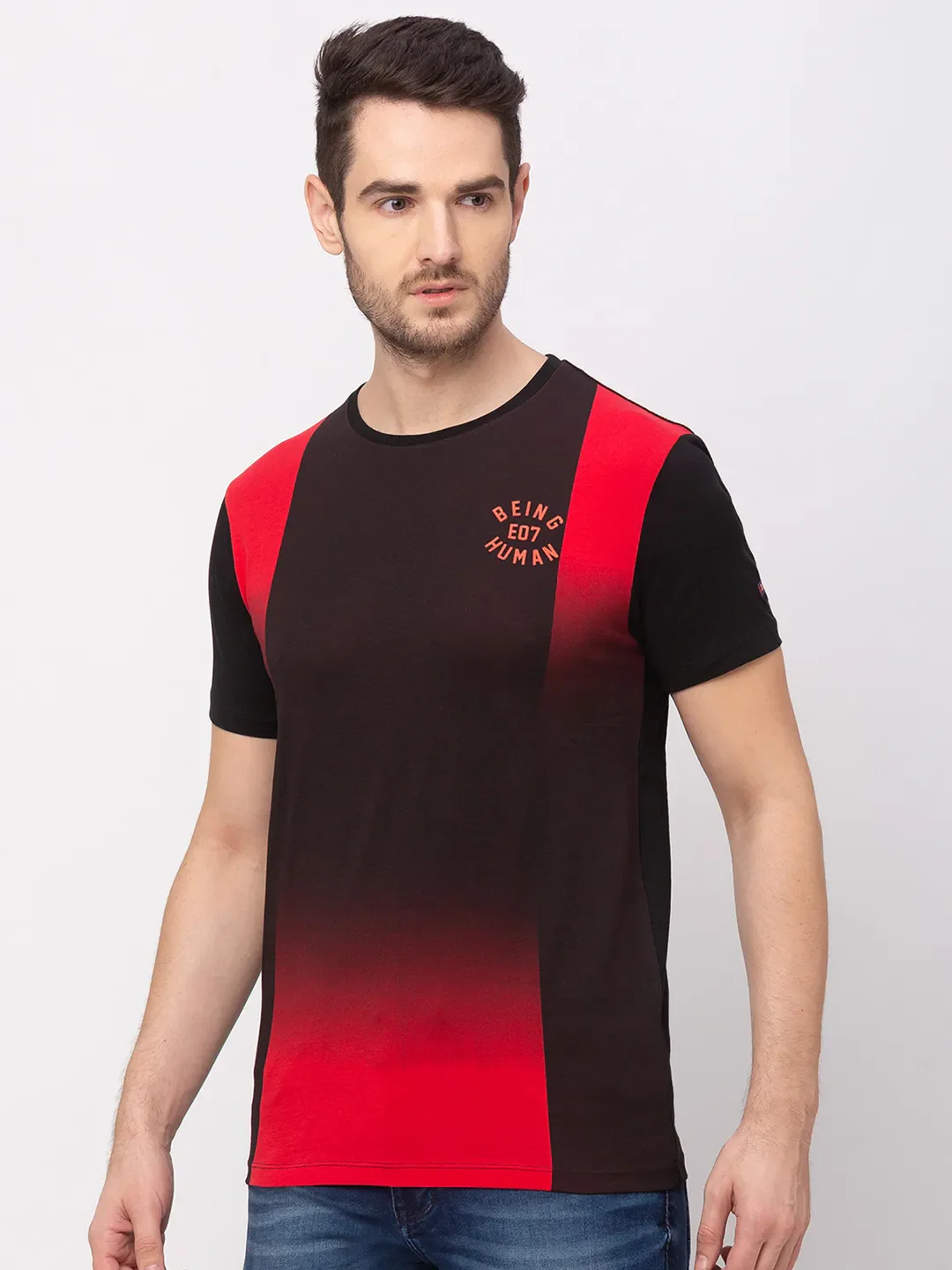 Vivid Orange Regular Fit Round Neck Men's T-Shirt by Being Human Clothing - Image 2