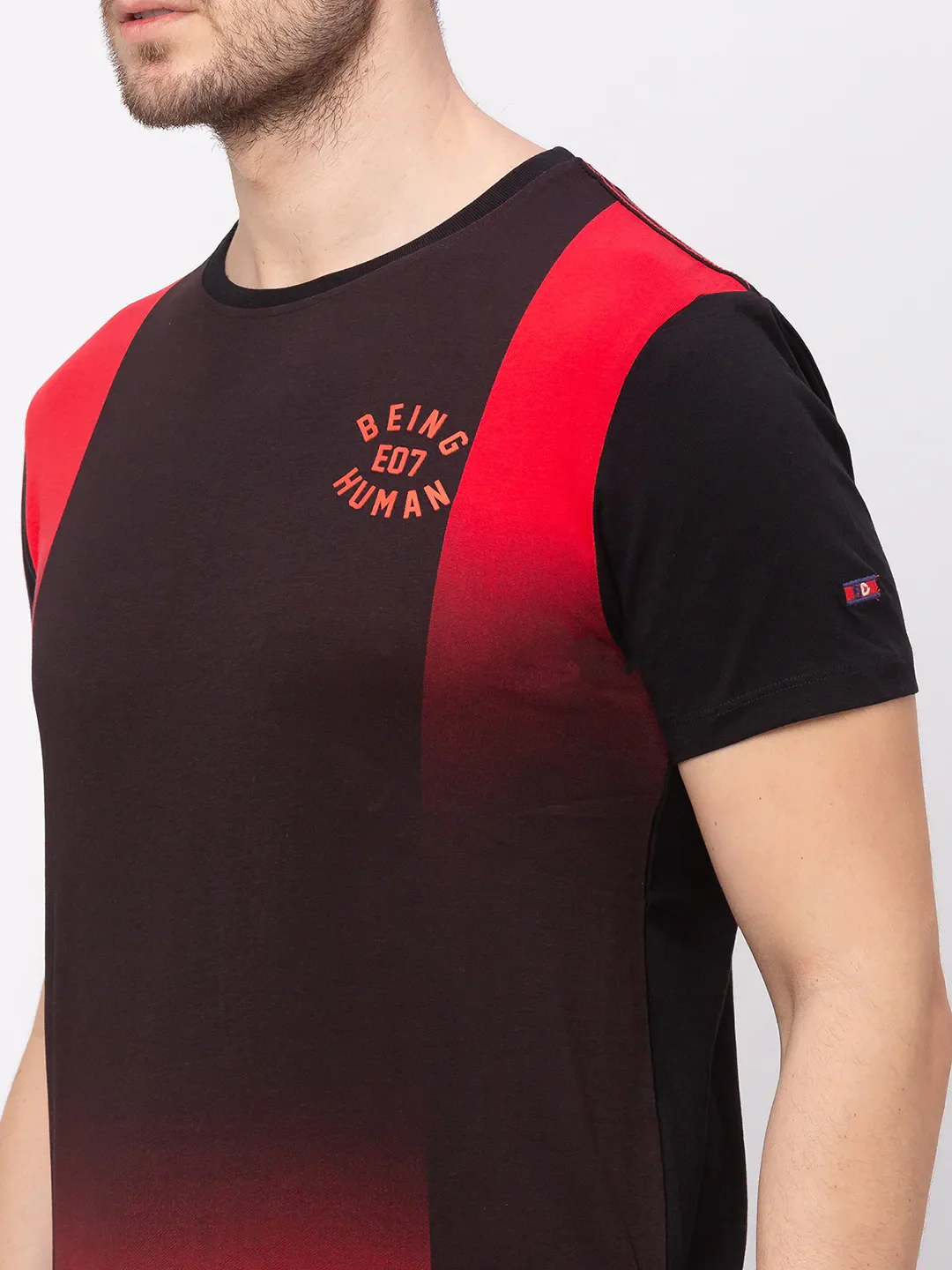 Vivid Orange Regular Fit Round Neck Men's T-Shirt by Being Human Clothing - Image 3