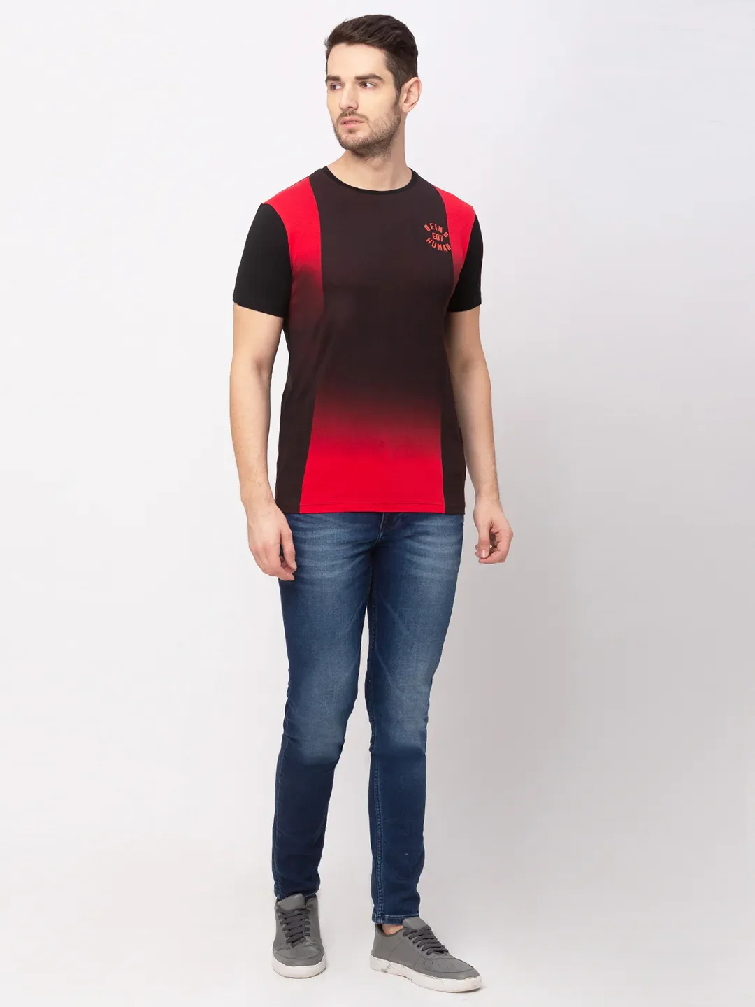 Vivid Orange Regular Fit Round Neck Men's T-Shirt by Being Human Clothing - Image 4