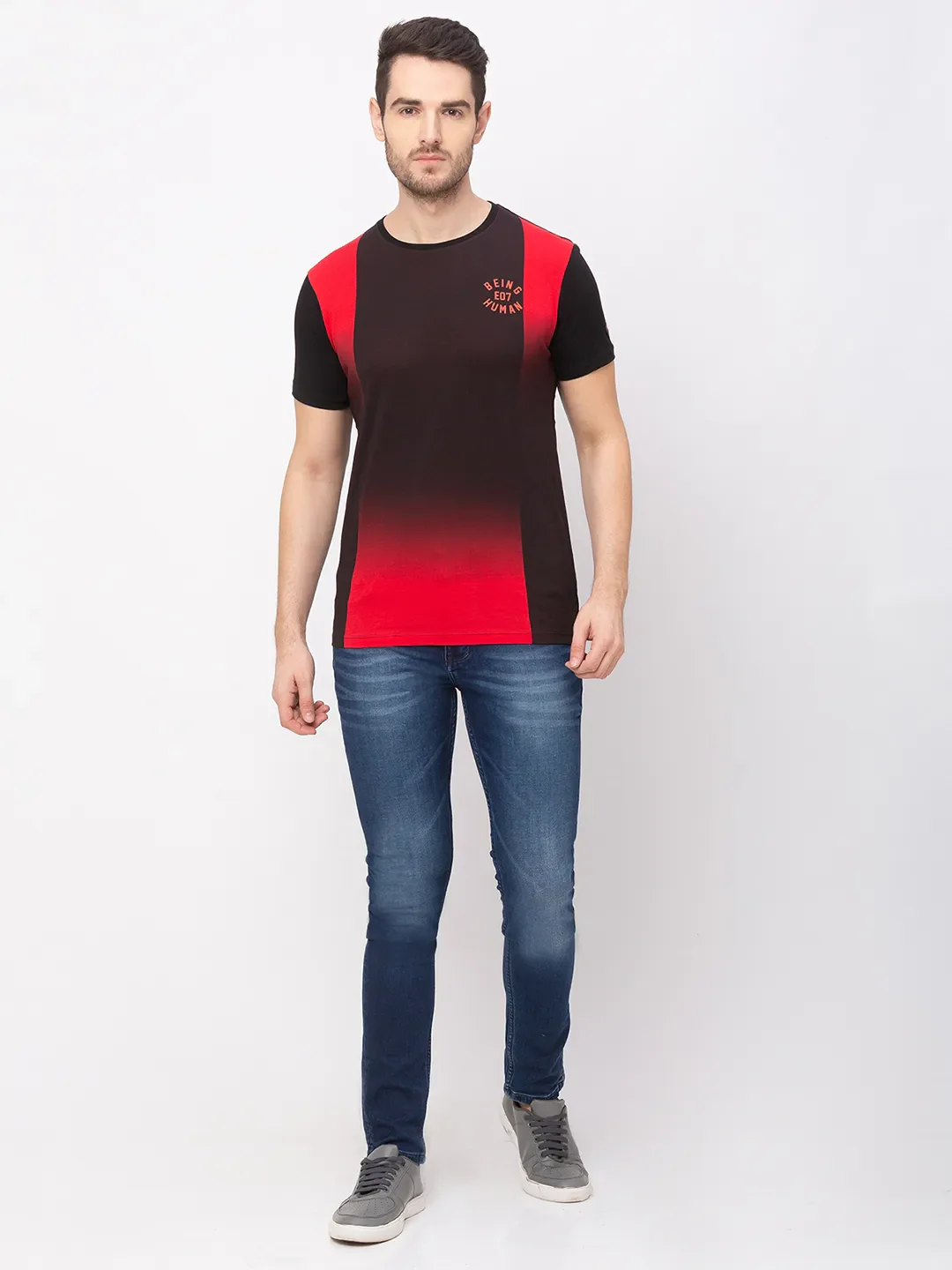 Vivid Orange Regular Fit Round Neck Men's T-Shirt by Being Human Clothing - Image 5