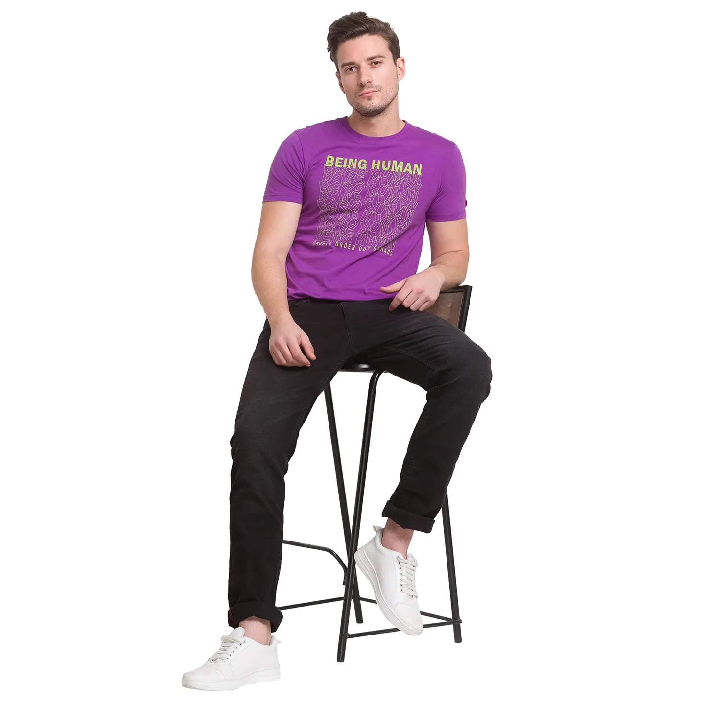 Regular Fit Voilet Crew Neck T-shirt -Being Human clothing - Image 5