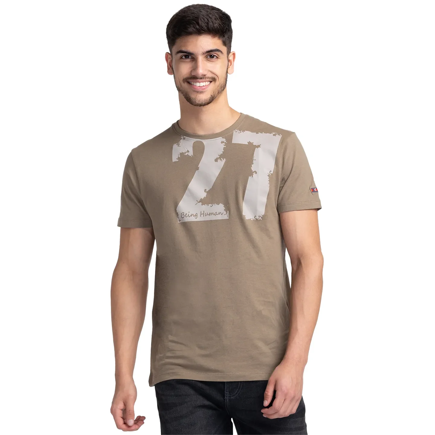 Grey Regular Fit Men's Short Sleeves T-Shirt by Being Human Clothing