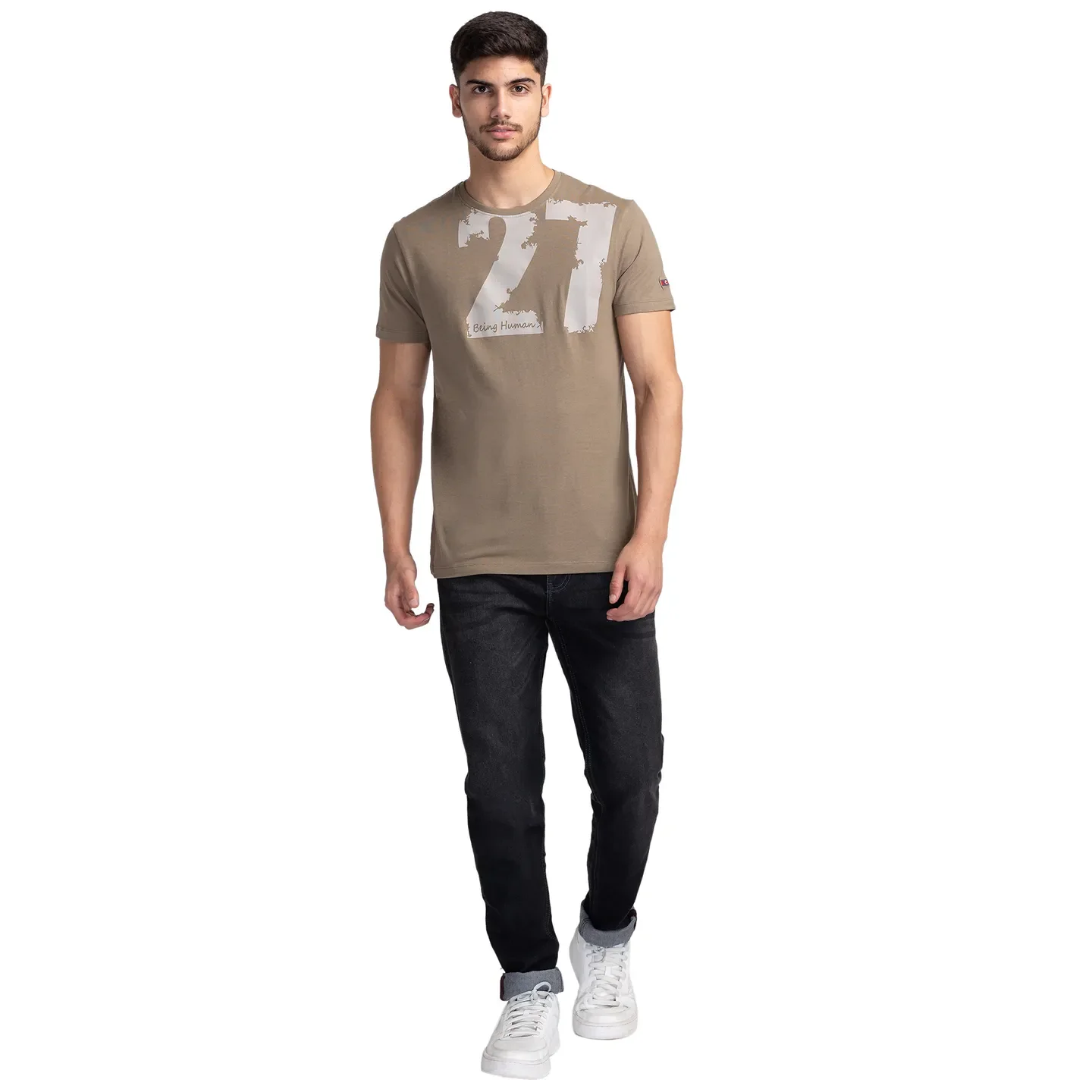 Grey Regular Fit Men's Short Sleeves T-Shirt by Being Human Clothing - Image 2