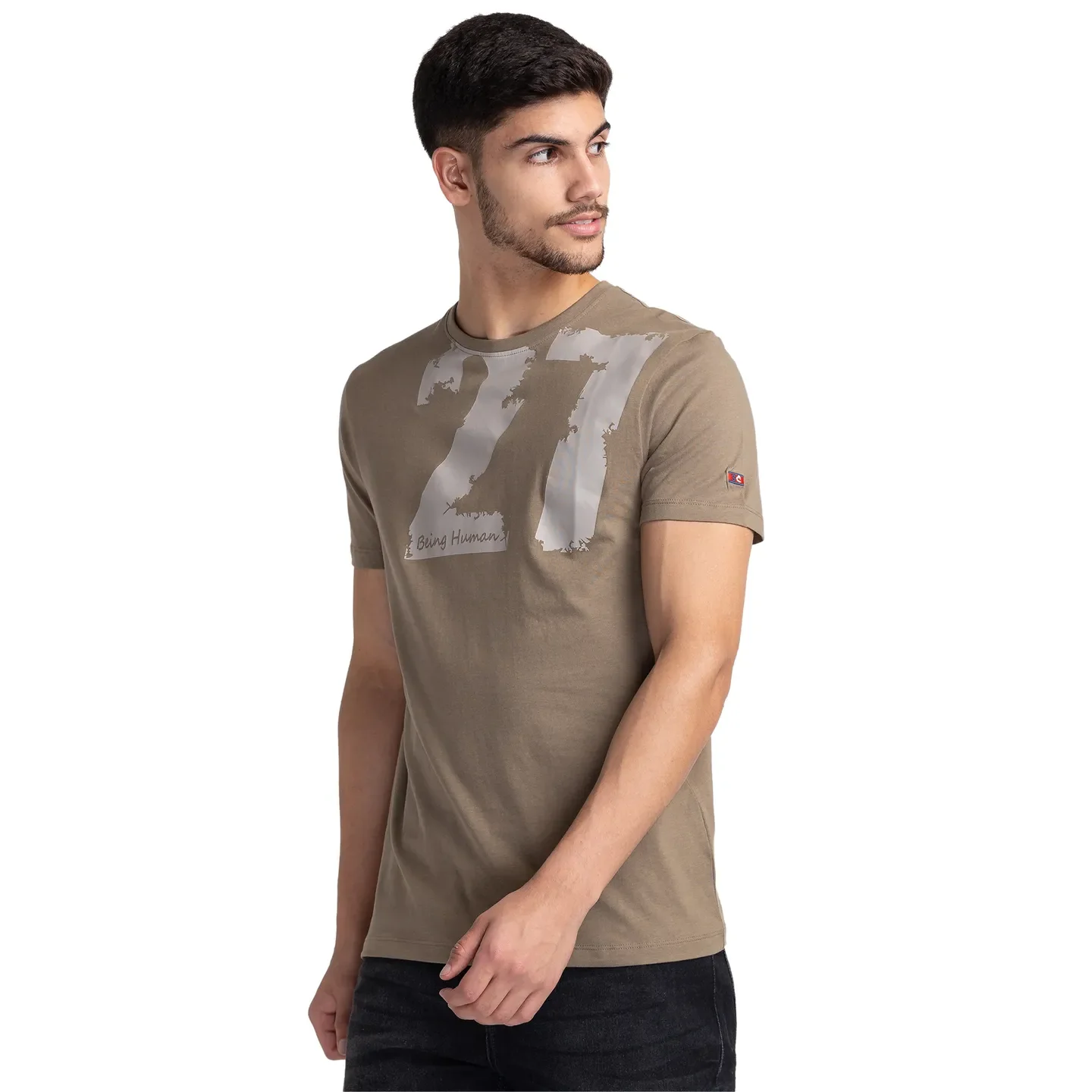 Grey Regular Fit Men's Short Sleeves T-Shirt by Being Human Clothing - Image 4