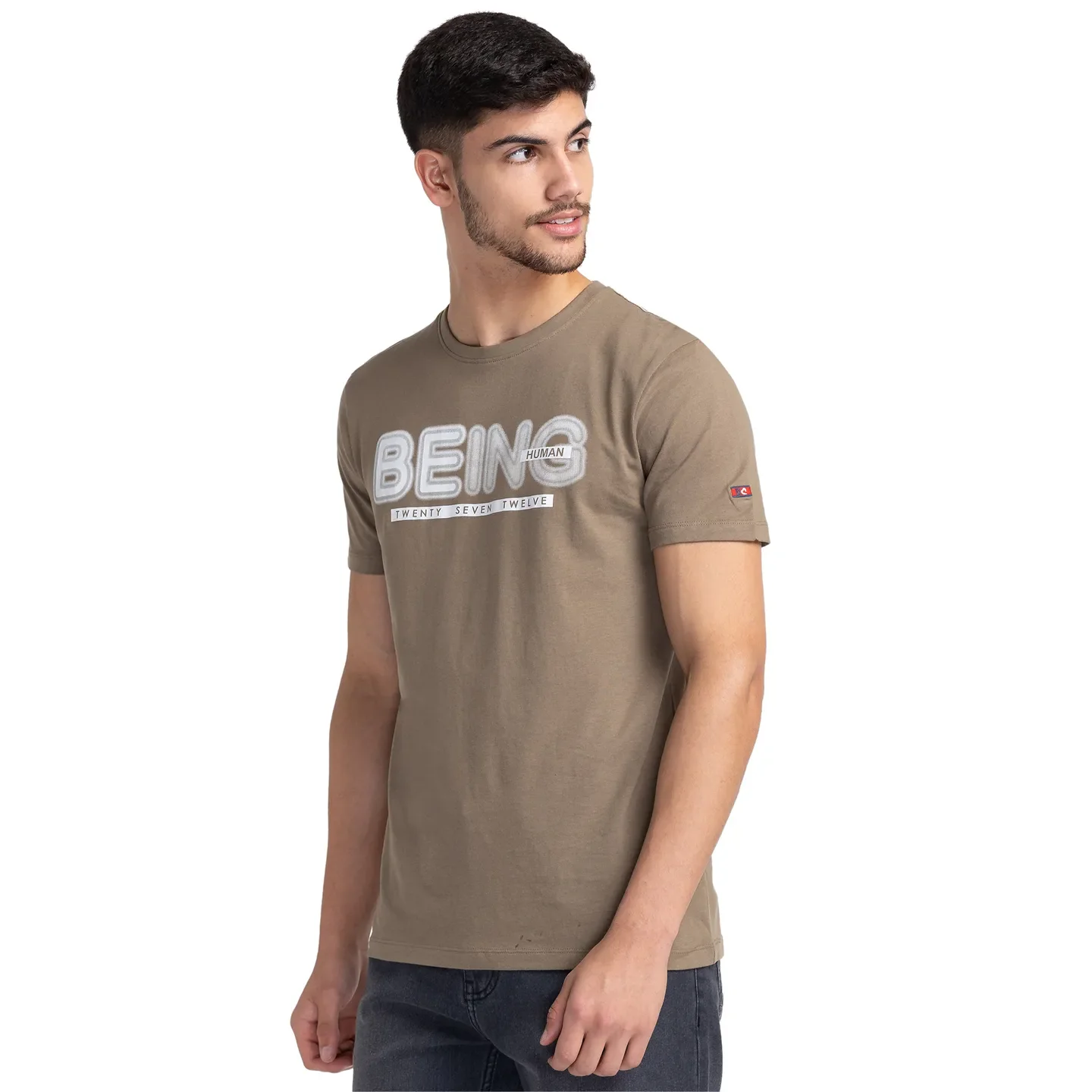 Grey Regular Fit Men's Short Sleeves T-Shirt by Being Human Clothing - Image 4