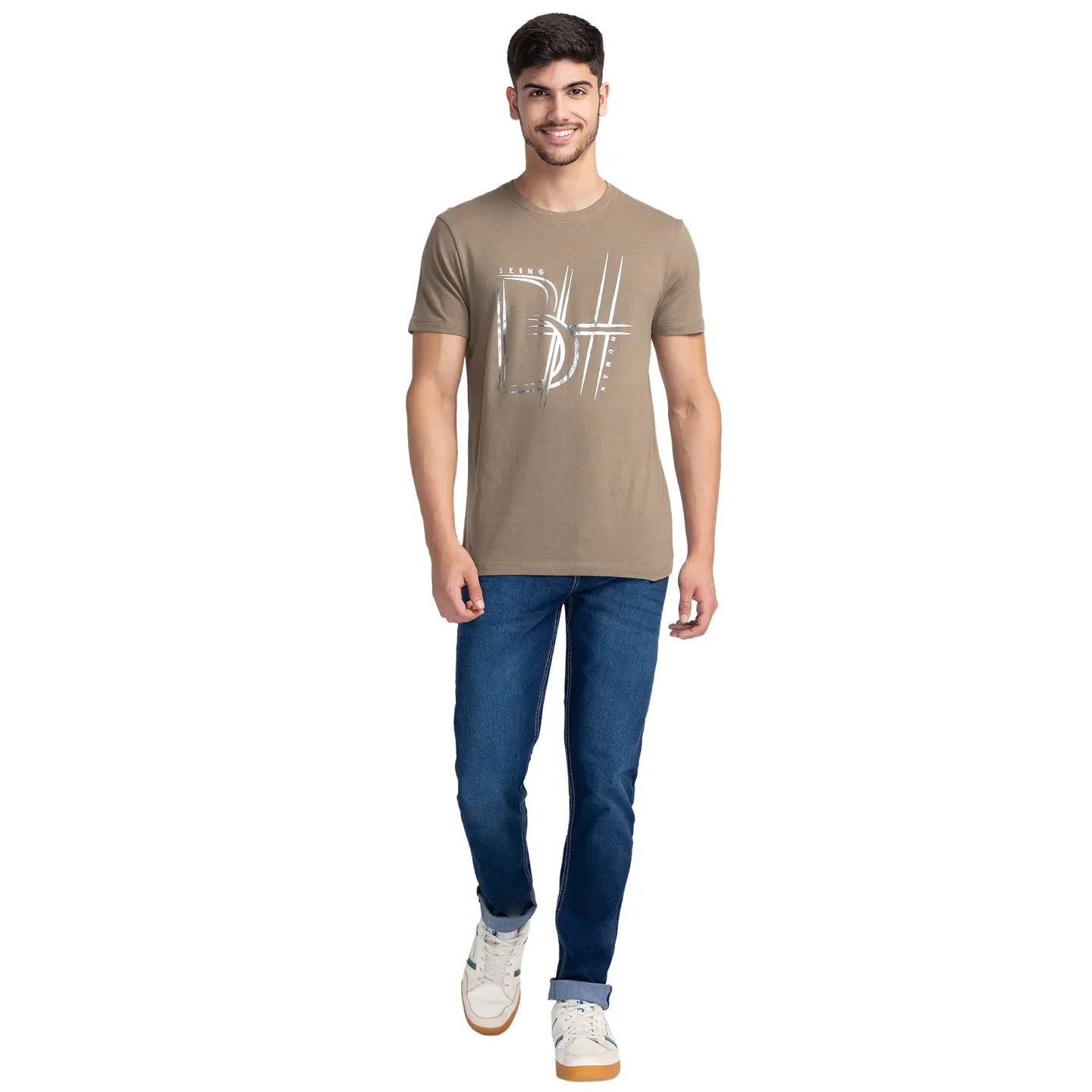 Grey Regular Fit Men's Short Sleeves T-Shirt by Being Human Clothing - Image 2