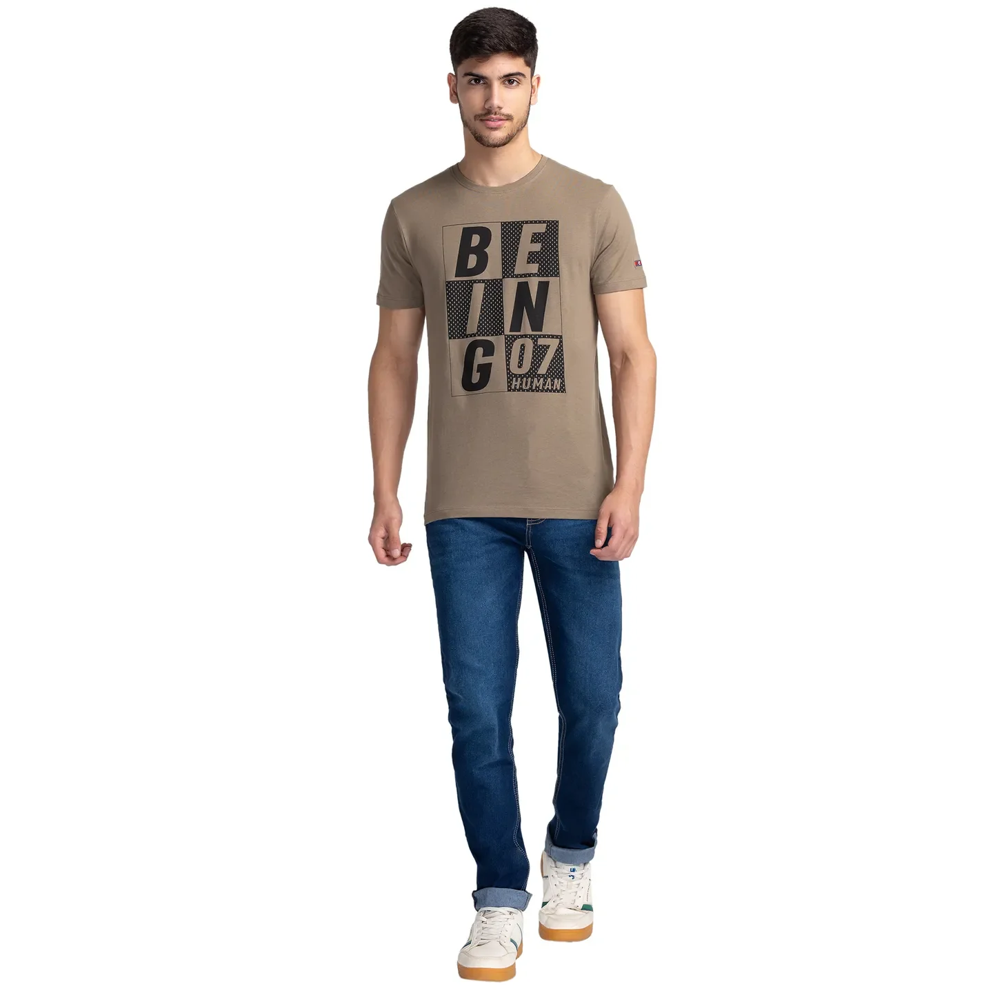 Grey Regular Fit Men's Short Sleeves T-Shirt by Being Human Clothing - Image 2